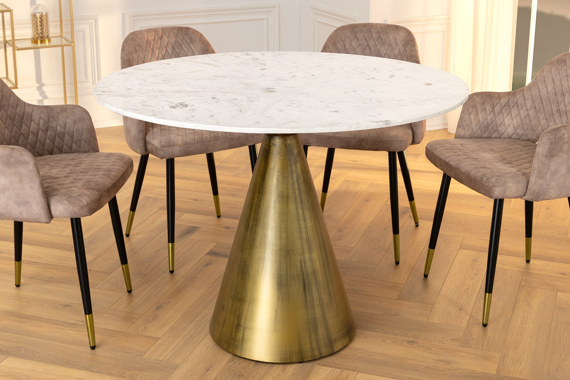 Invicta Masă dining ELEGANCIA - 100cm | Marmură, Alb | 100x77x100 cm