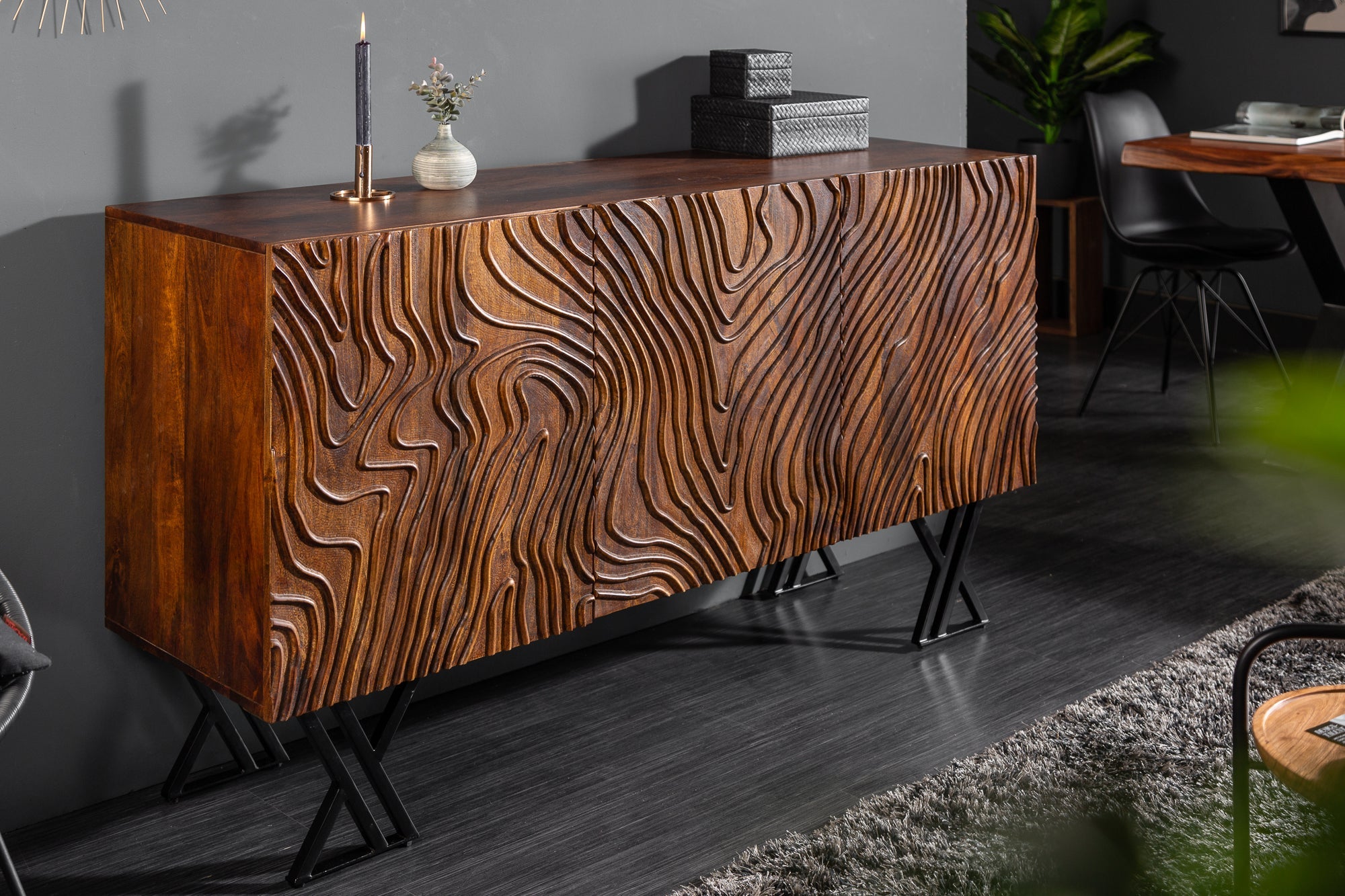 Invicta Comodă FLUID - 160cm | Mango, Maro | 160x86x38 cm