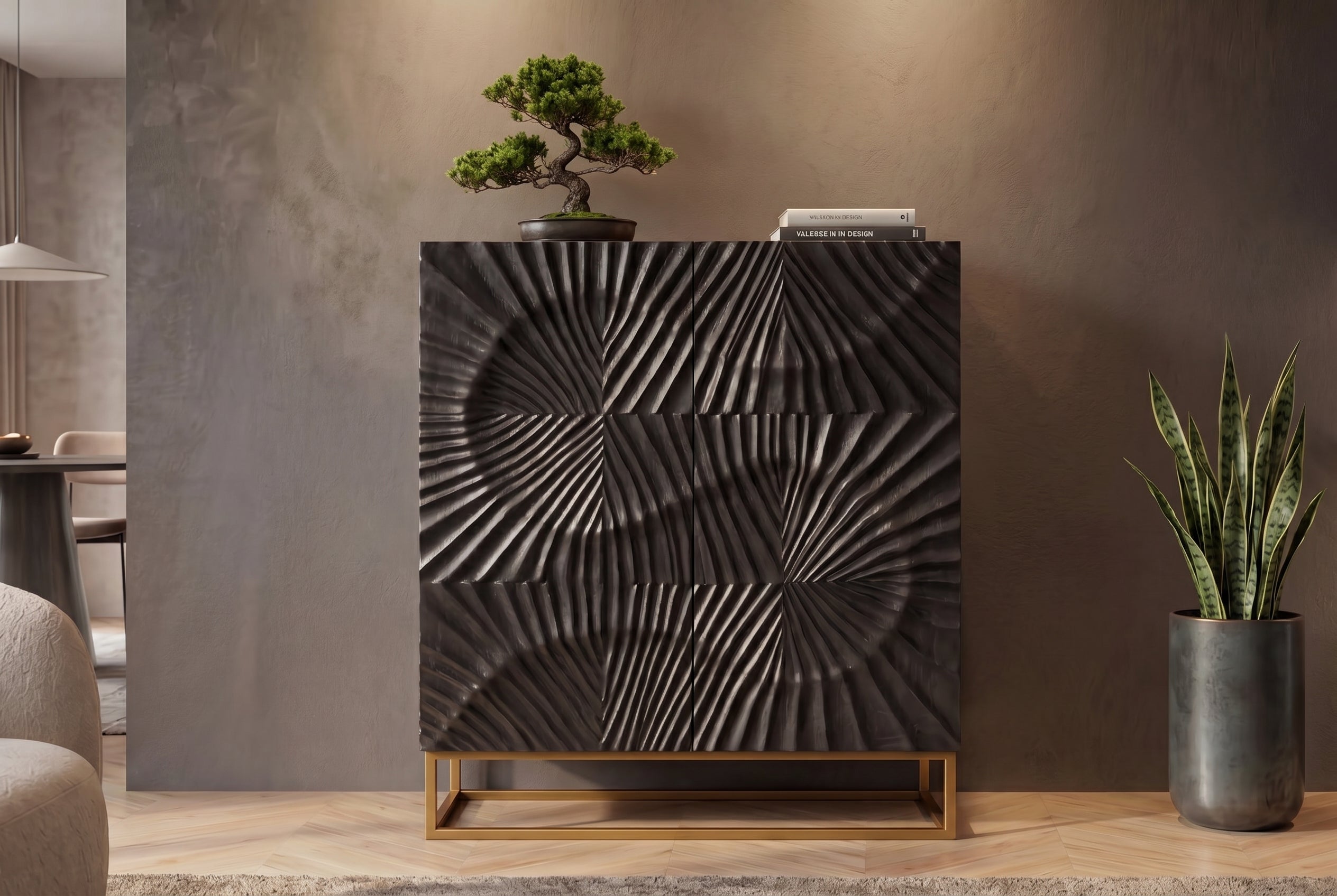 Invicta Vitrină înaltă SCORPION - 120cm | Mango, Negru | 100x120x38 cm
