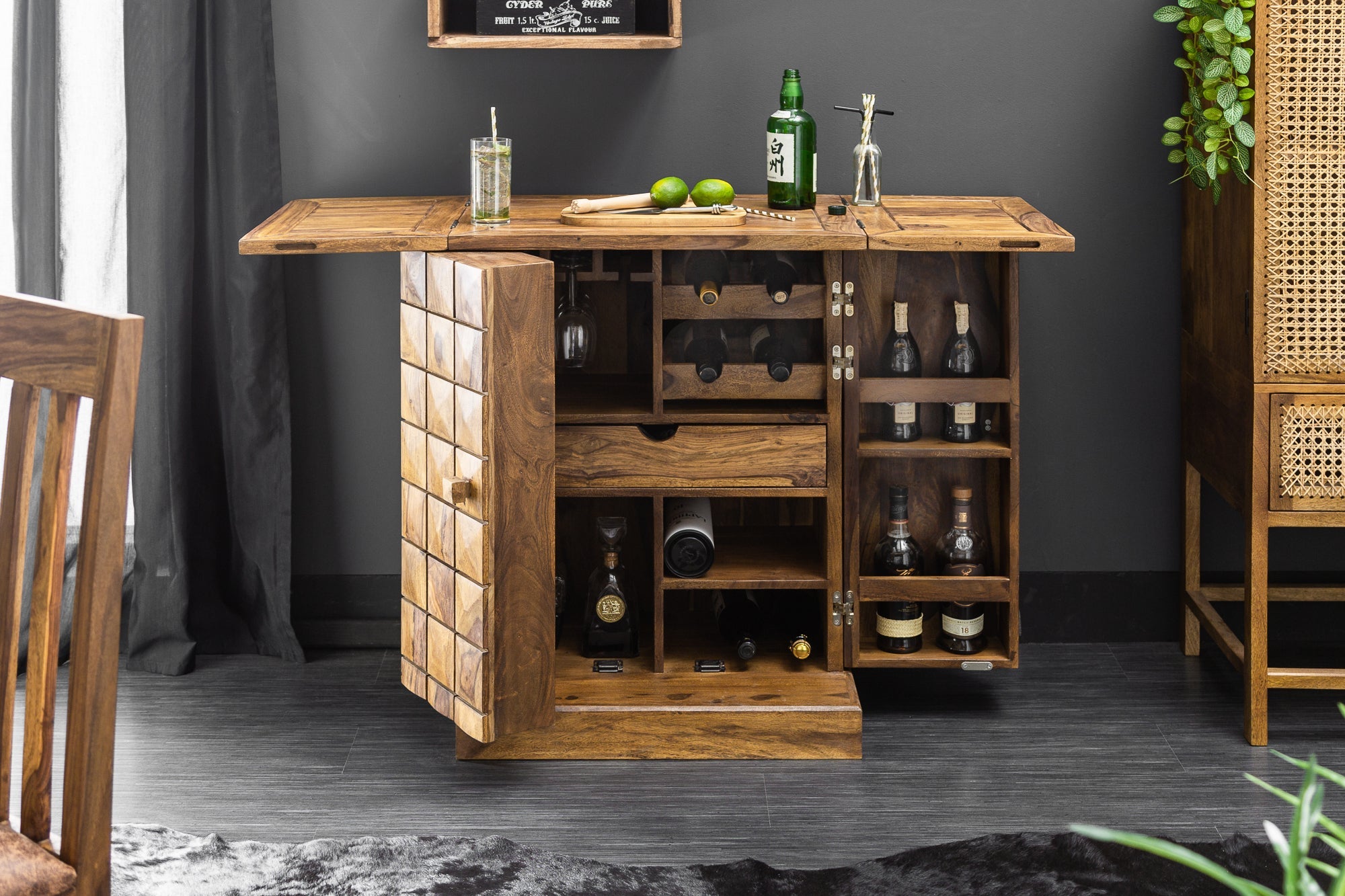 Invicta Dulap MOSAICO - 130cm | Sheesham, Natural | 65x90x50 cm