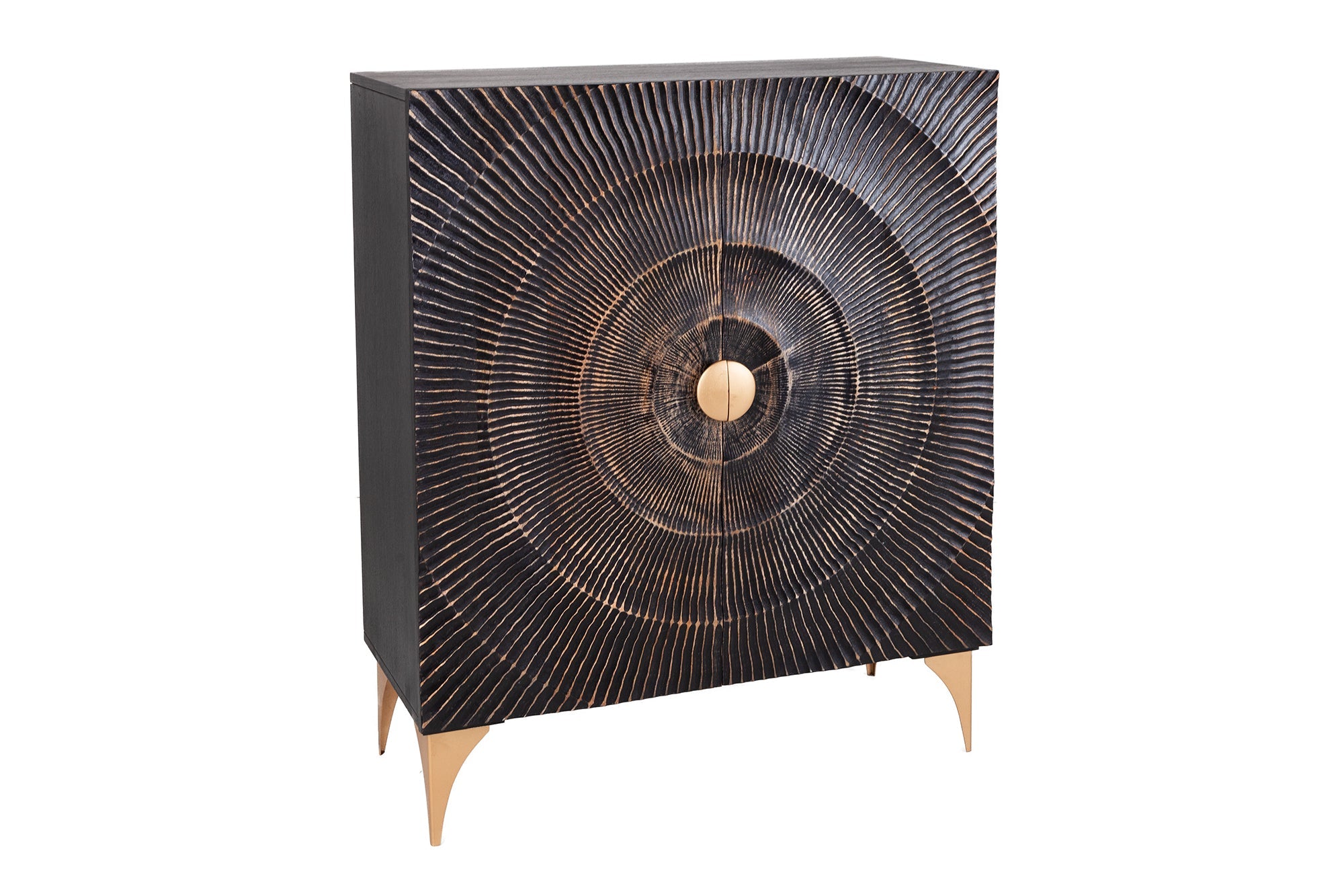 Invicta Vitrină înaltă GOLDEN SUNSET - 120cm | Mango, Negru | 100x120x38 cm