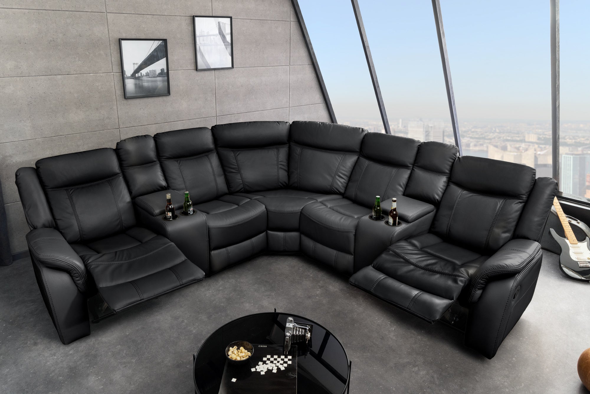 Invicta Fotoliu HOLLYWOD - 5 Locuri | Negru | 270x105x270 cm