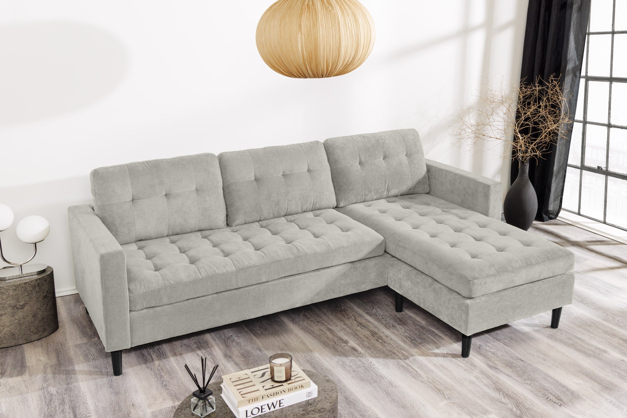 Invicta Canapea STOCKHOLM - 220cm, 3 Locuri | Țesătură Cord | 220x90x85 cm