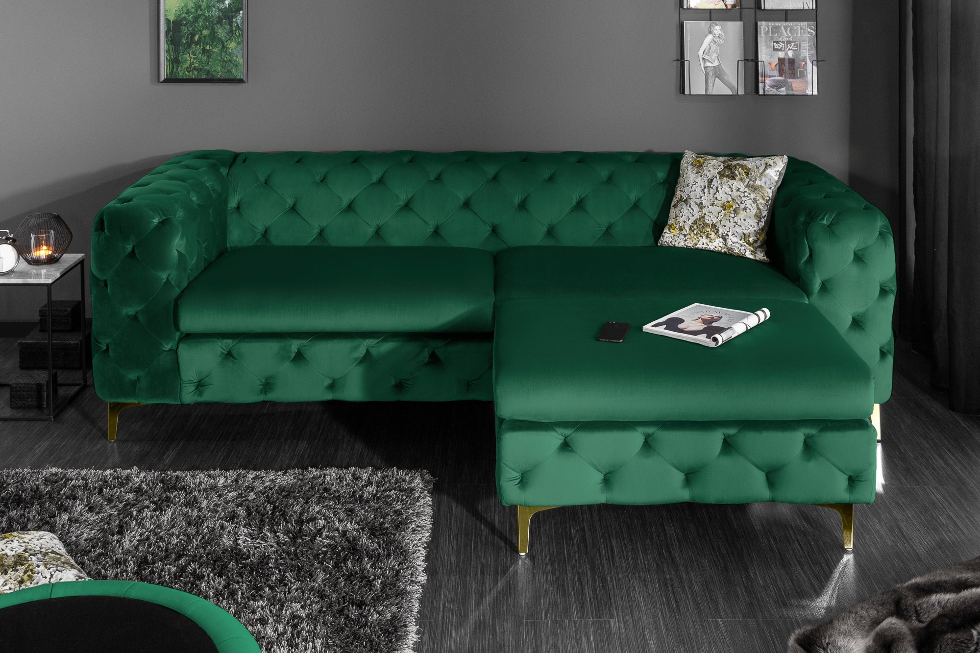 Invicta Canapea MODERN BAROCK - 240cm, 3 Locuri | Catifea | 240x73x97 cm