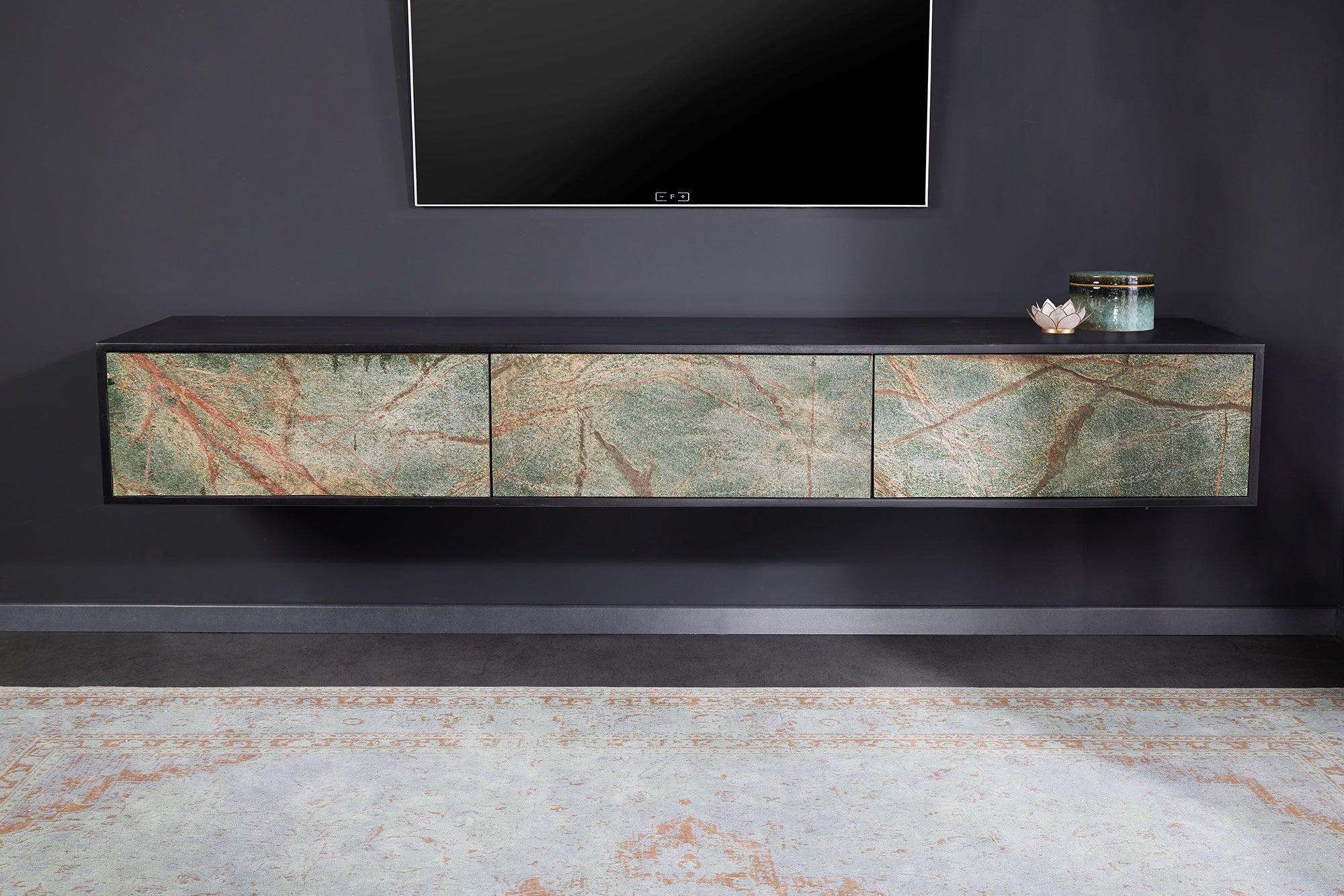 Invicta Comodă TV TV - 200cm | Acacia, Negru | 200x50x38 cm