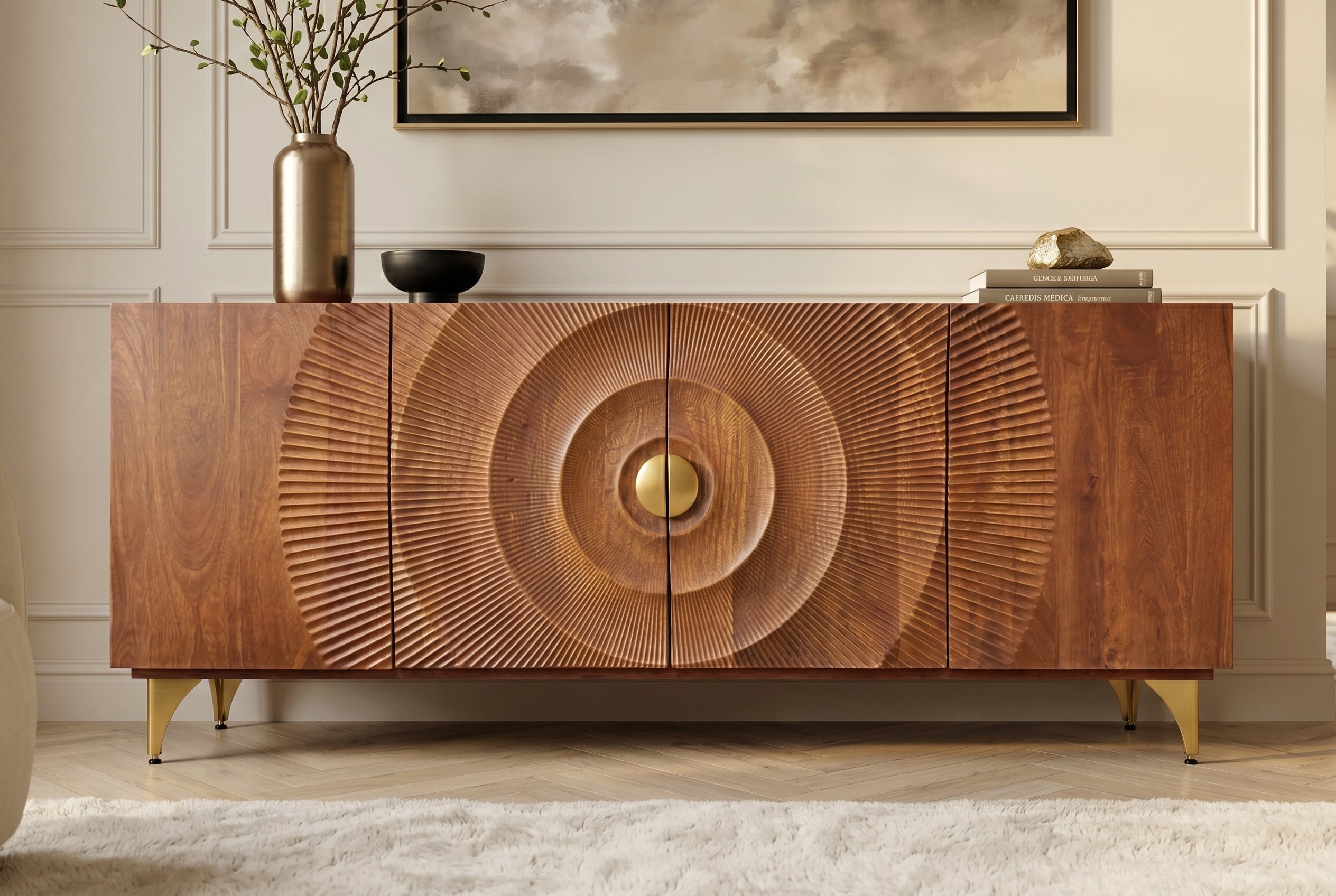 Invicta Comodă GOLDEN SUNSET - 180cm | Mango, Maro | 177x77x38 cm