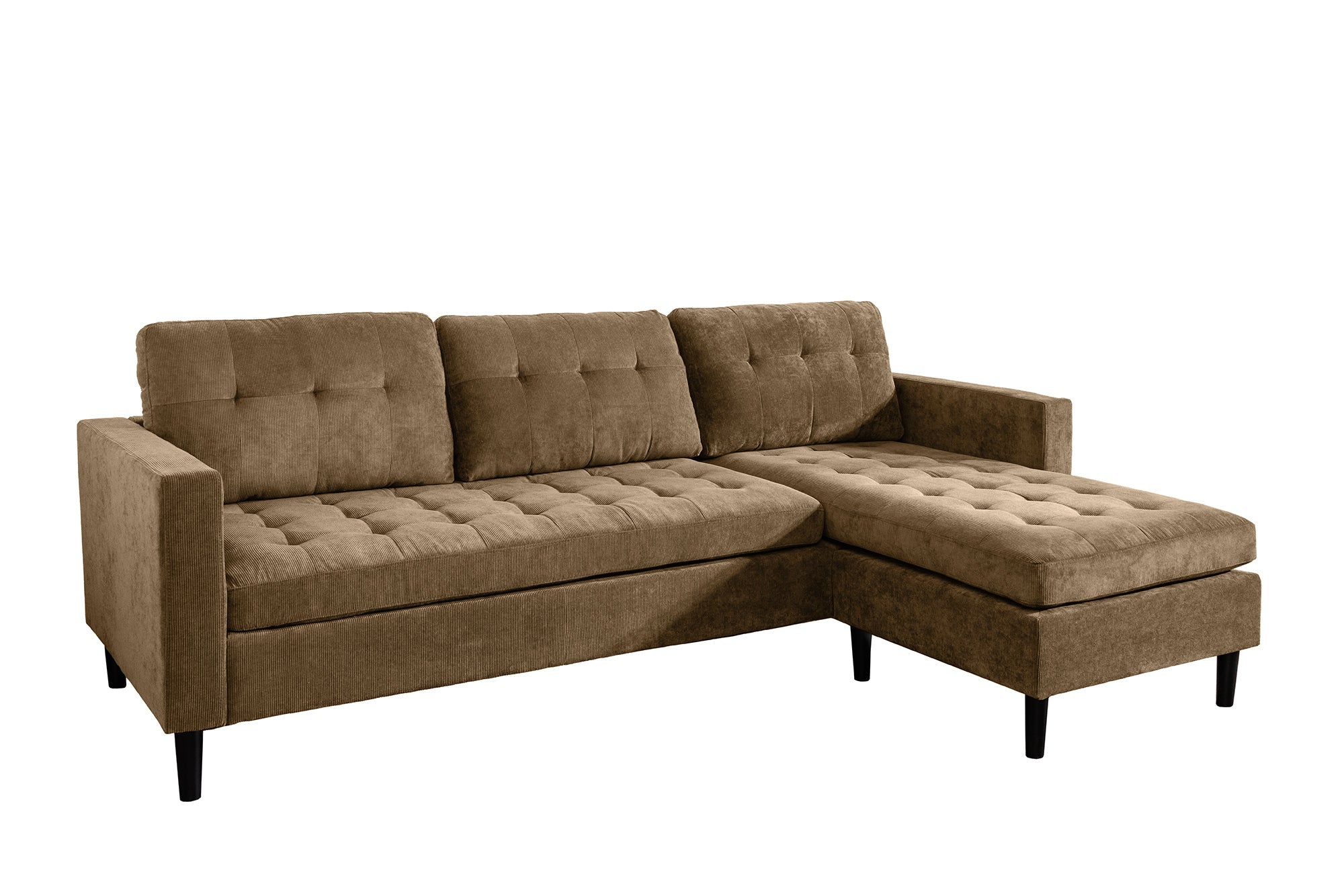 Invicta Canapea STOCKHOLM - 220cm, 3 Locuri | Țesătură Cord, Maro | 220x90x85 cm