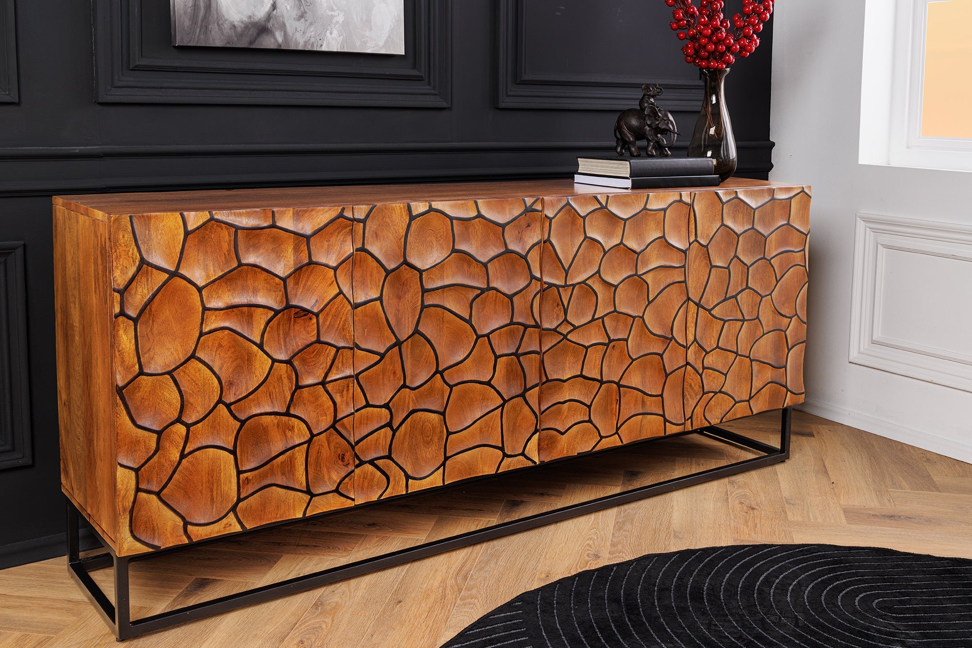 Invicta Comodă VULCANO - 180cm | Mango, Maro | 177x75x38 cm