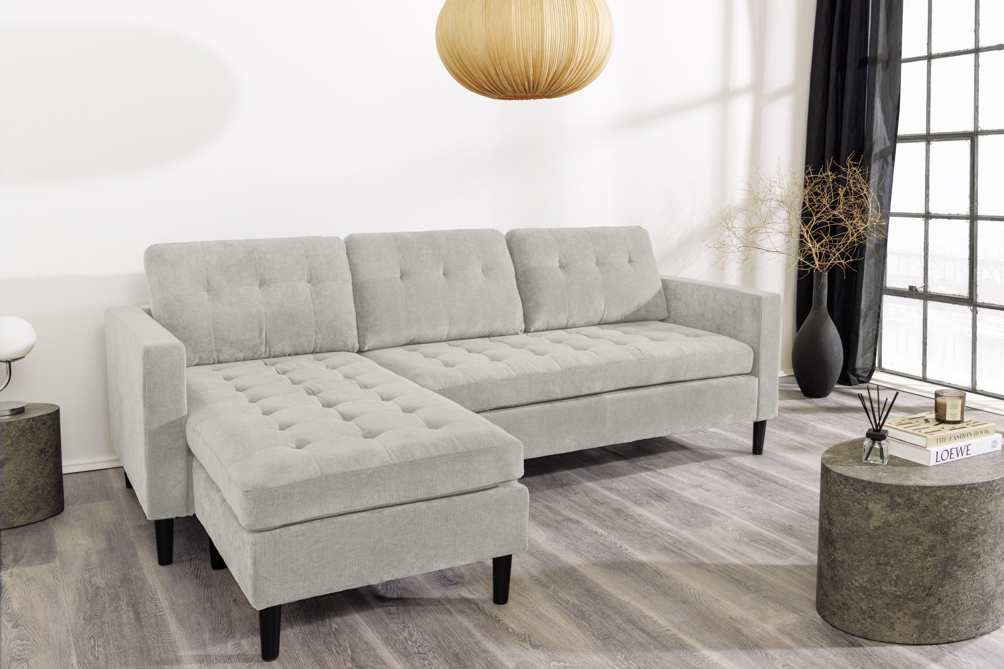 Invicta Canapea STOCKHOLM - 220cm, 3 Locuri | Țesătură Cord | 220x90x85 cm