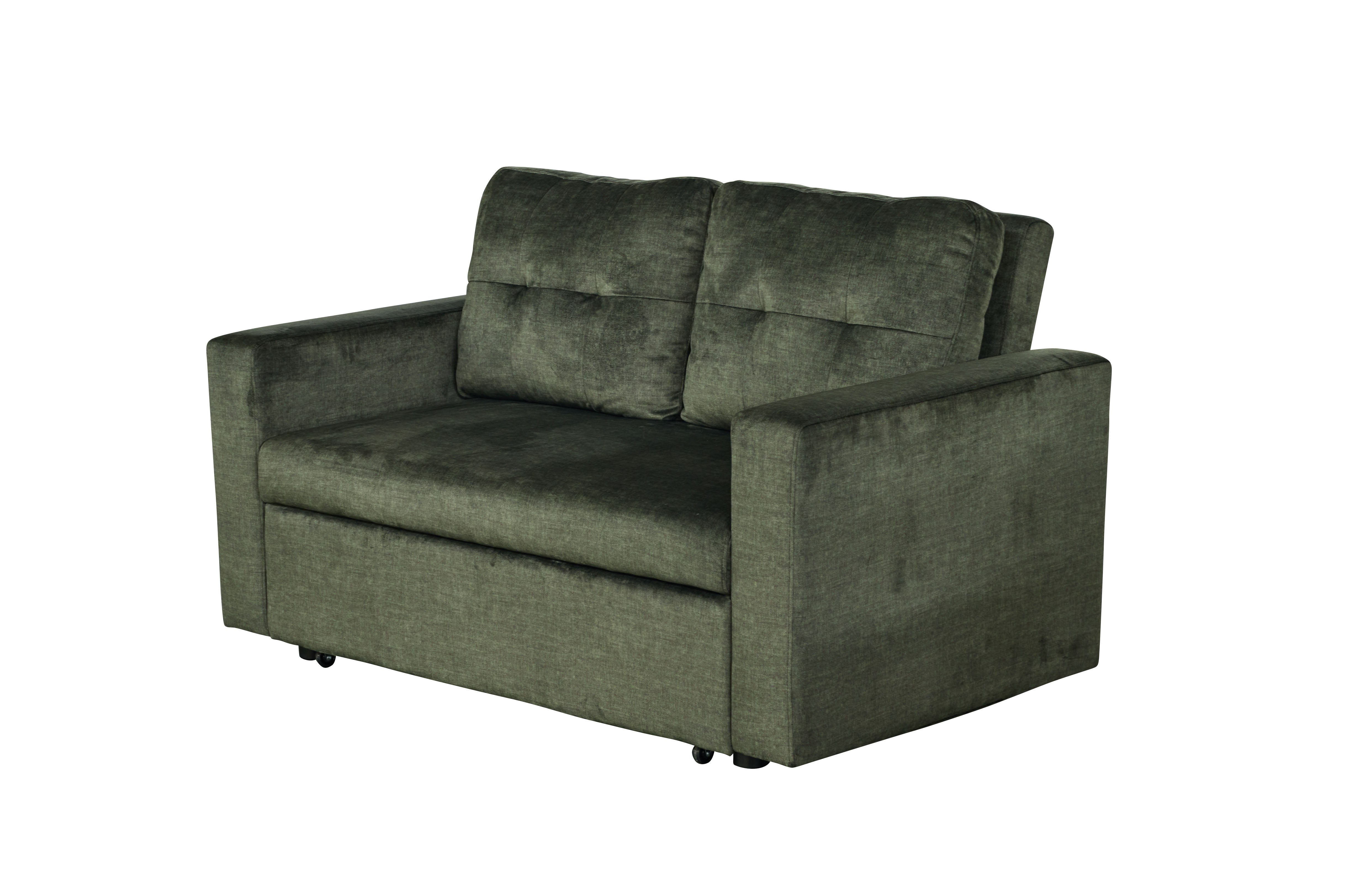 Invicta Canapea extensibilă SMART - 140cm, 2 Locuri | Catifea, Verde | 142x82x86 cm