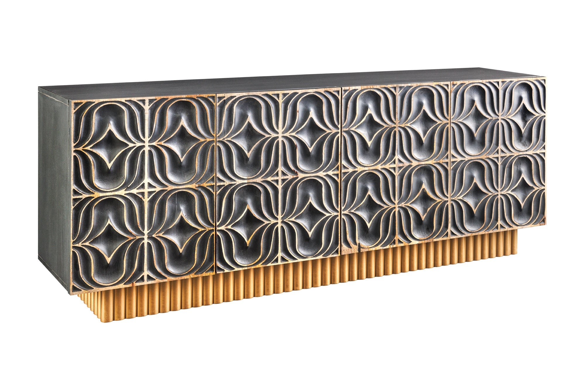 Invicta Comodă PIAZZA SAN MARCO - 180cm | Mango, Gri | 177x75x38 cm