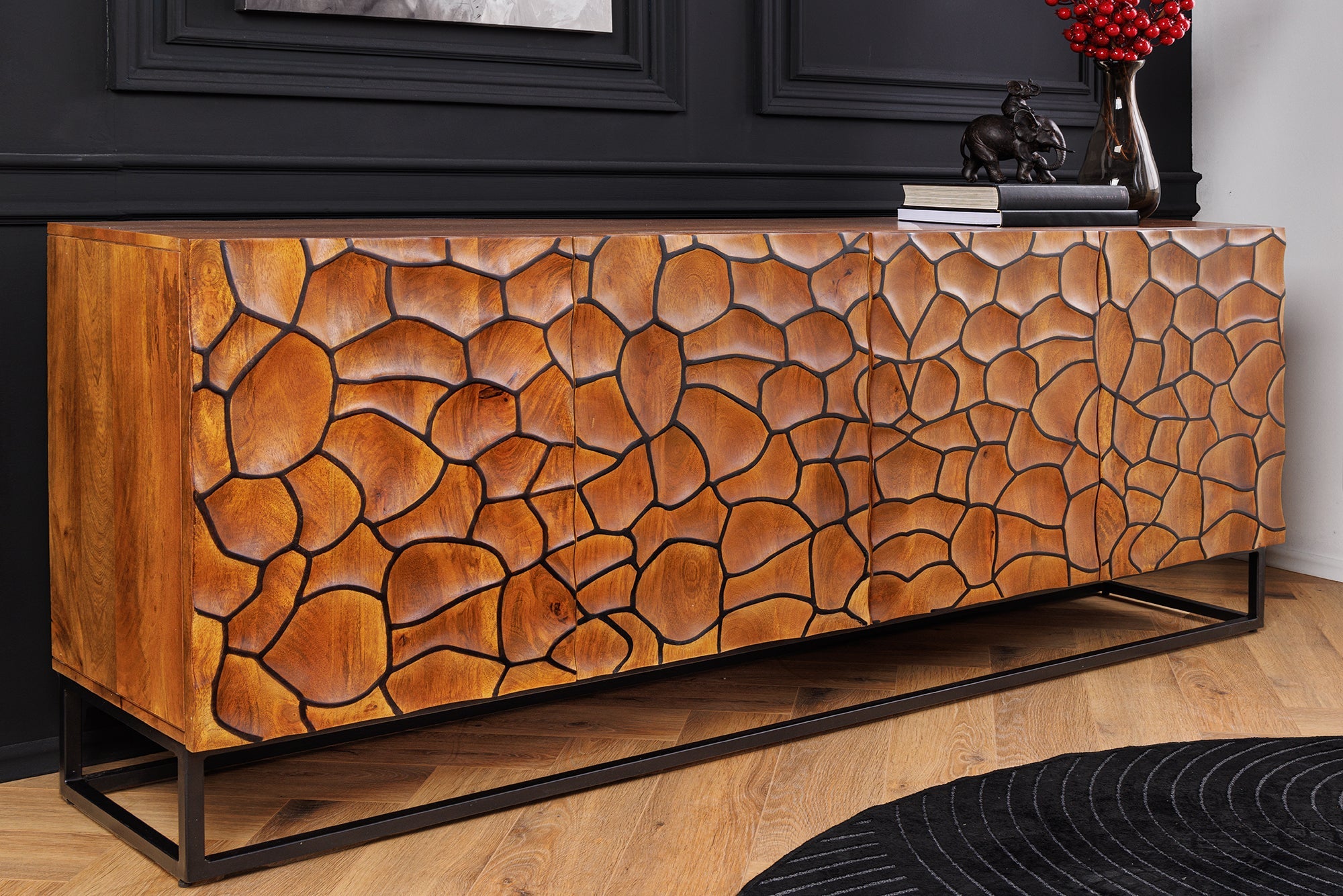 Invicta Comodă VULCANO - 180cm | Mango, Maro | 177x75x38 cm