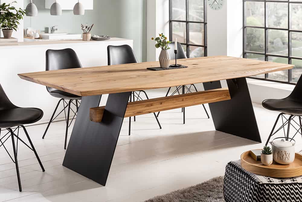 Invicta Masă dining GRAND OAK - 200cm | Stejar, Metal | 200x76x100 cm