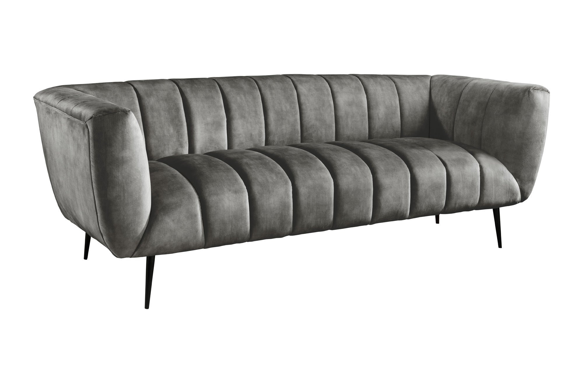 Invicta Canapea NOBLESSE - 225cm, 3 Locuri | Catifea, Negru | 225x80x90 cm