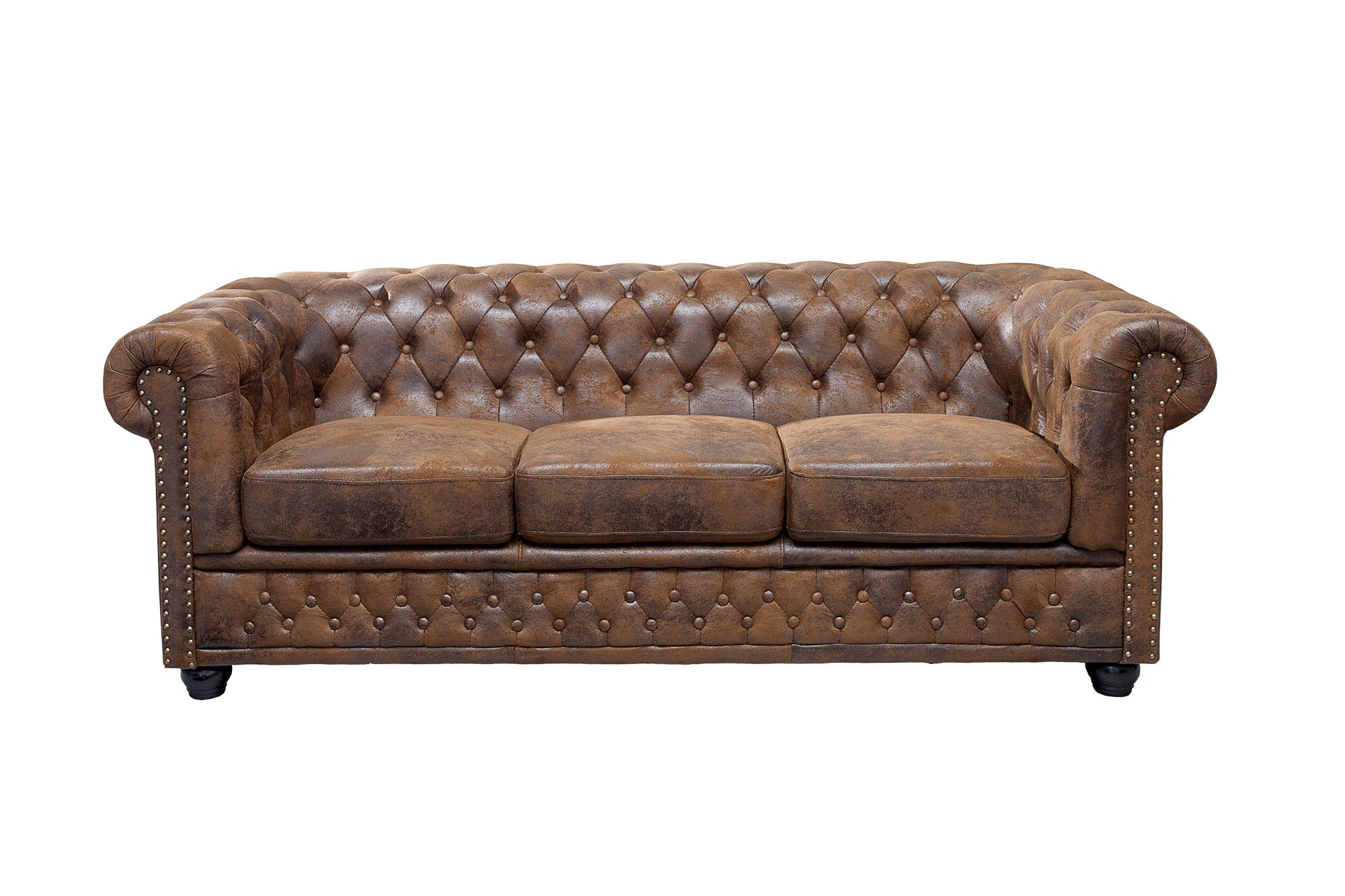 Invicta Canapea CHESTERFIELD - 3 Locuri | Maro | 205x75x85 cm