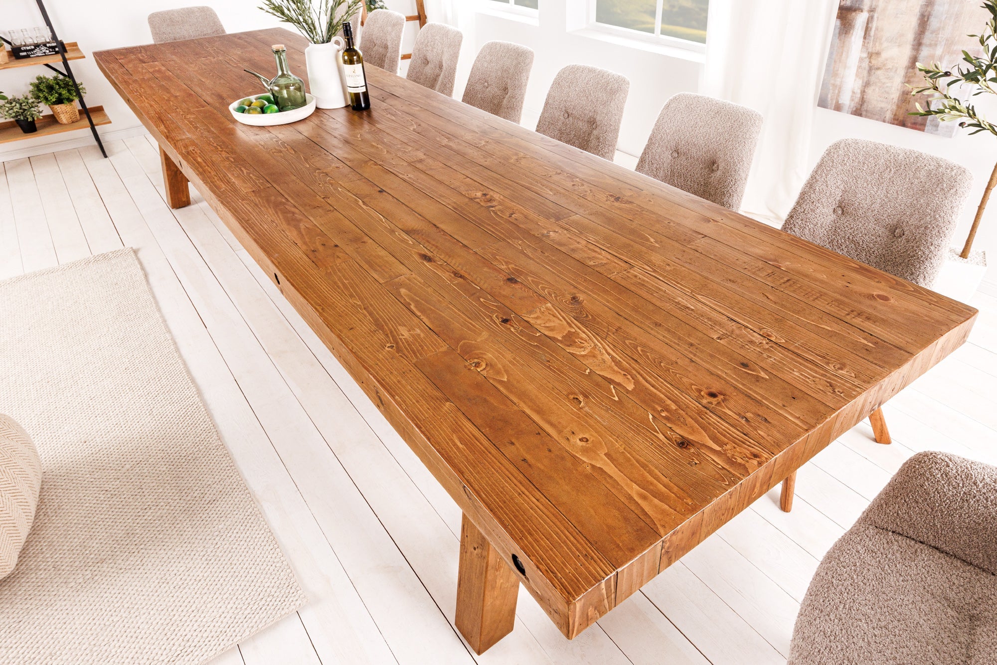 Invicta Masă dining FINCA - 300cm | Pin, Maro | 300x78x100 cm