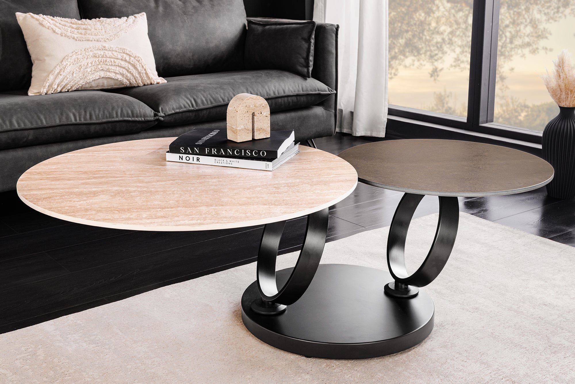 Invicta Masă cafea DANCING RINGS - 135cm | Natural | 135x44x80 cm