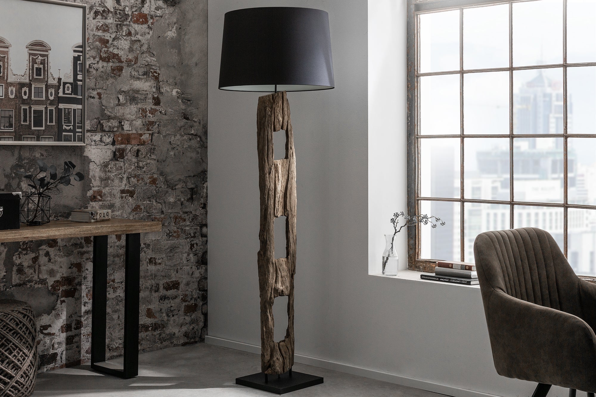 Invicta Lampadar BARRACUDA - 177cm | Acacia, Bumbac, Bej
