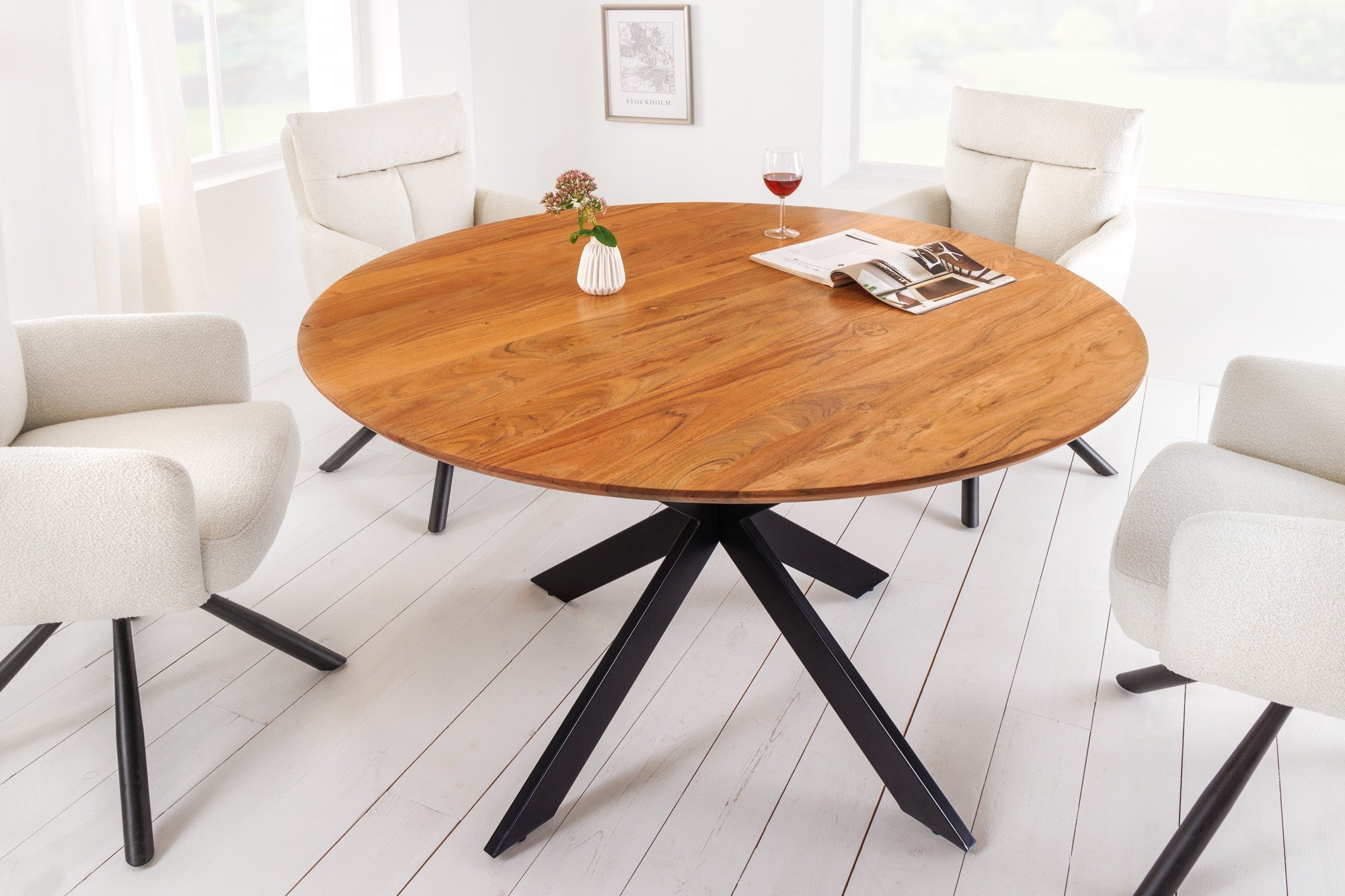 Invicta Masă dining GALAXIE - 130cm | Acacia | 130x77x130 cm