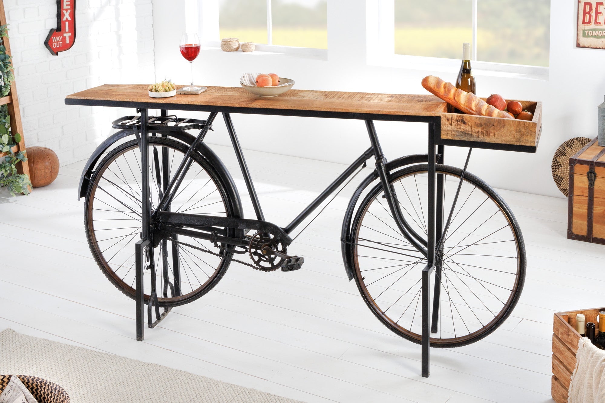 Invicta Consolă BICYCLE - 195cm | Mango | 194x94x38 cm