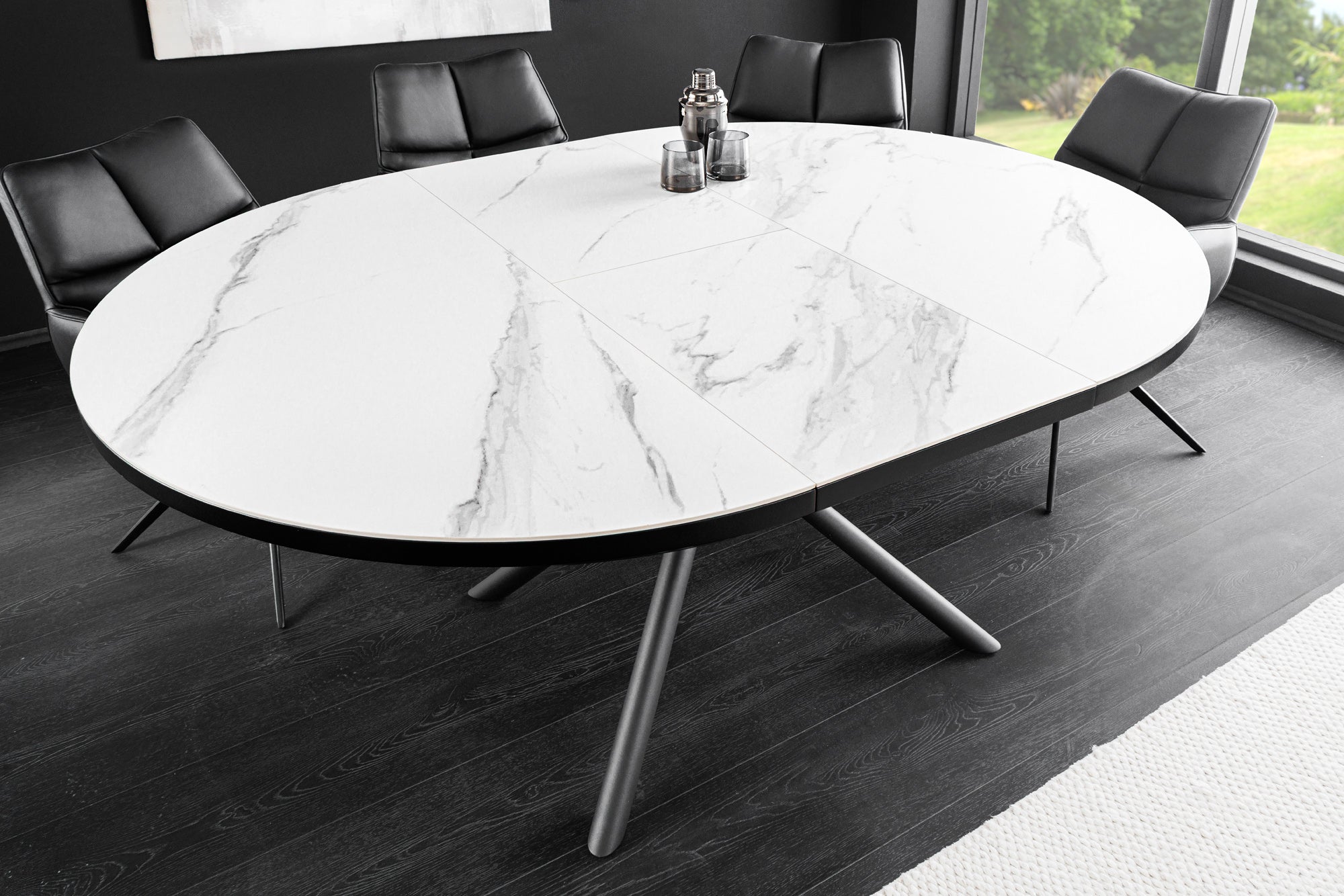 Invicta Masă dining MIKADO - 160cm | Marmură, Sticlă, Alb