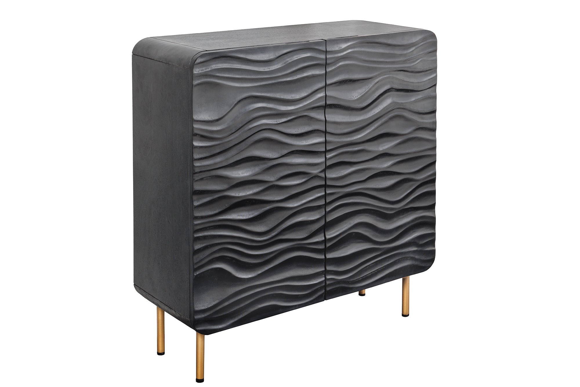 Invicta Vitrină înaltă WAVE - 120cm | Mango, Negru | 100x120x38 cm