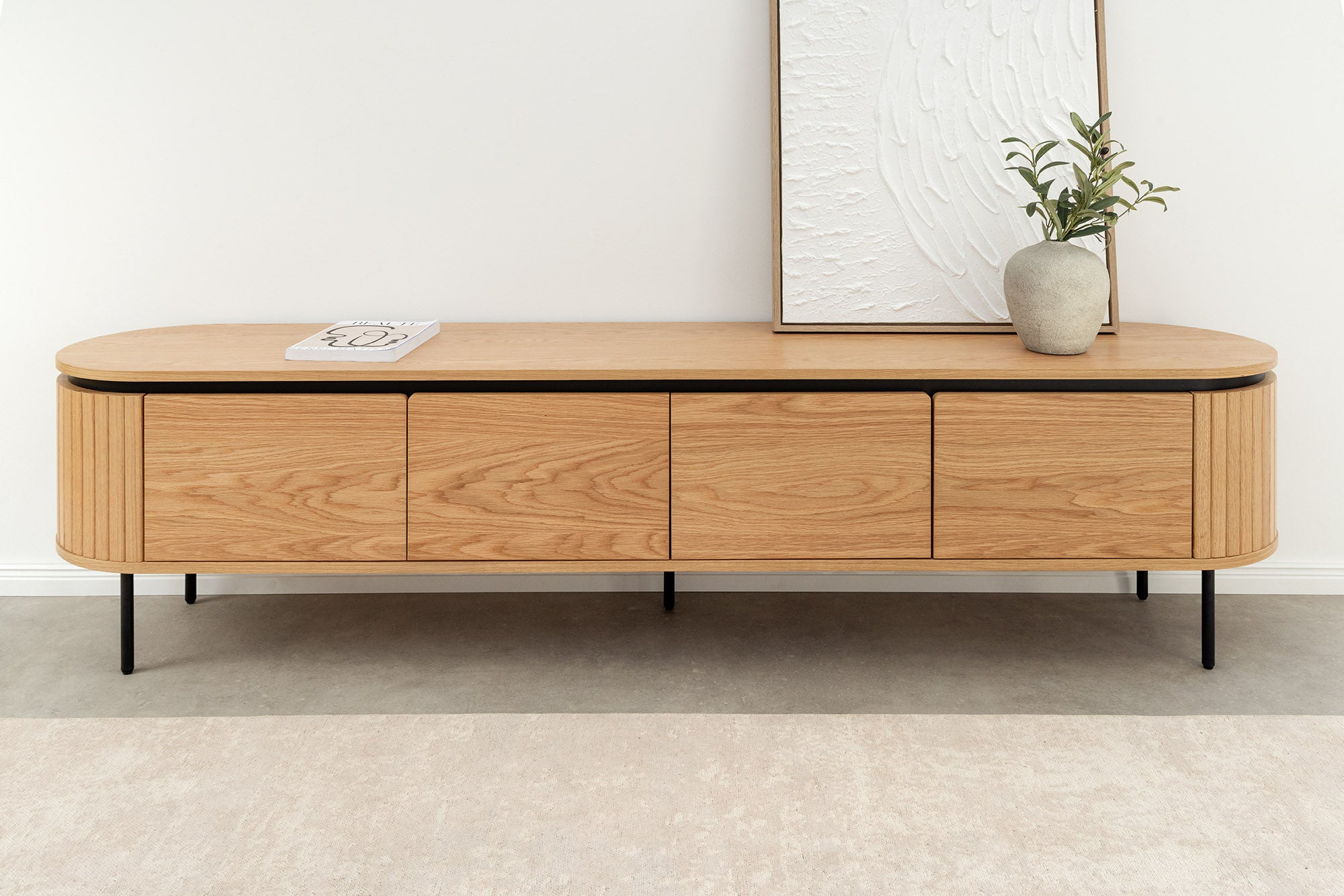 Invicta Comodă TV TV - 200cm | Stejar, Negru | 200x55x40 cm