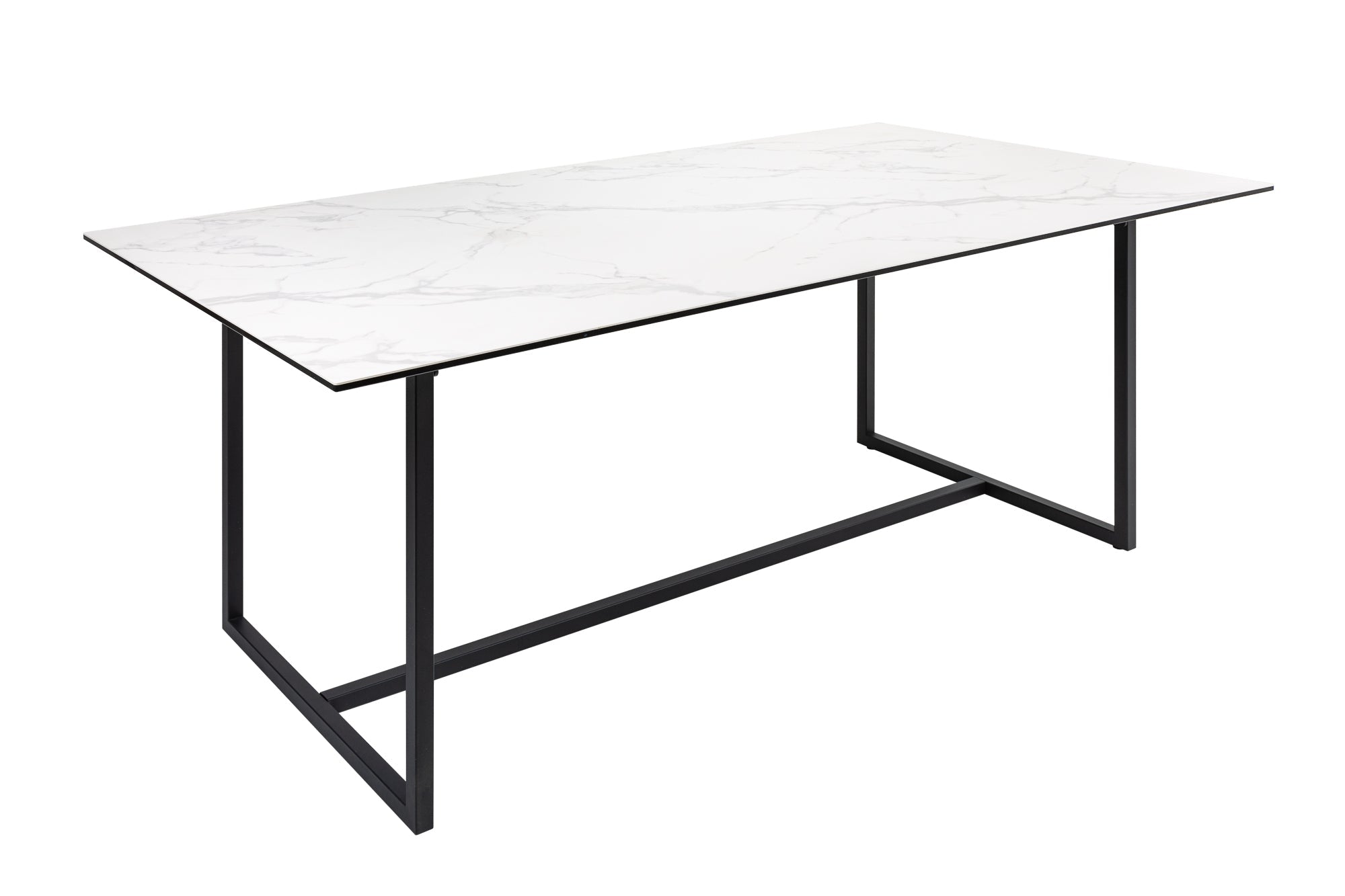 Invicta Masă dining SYMBIOSE - 200cm | Marmură, Sticlă, Alb | 200x76x100 cm