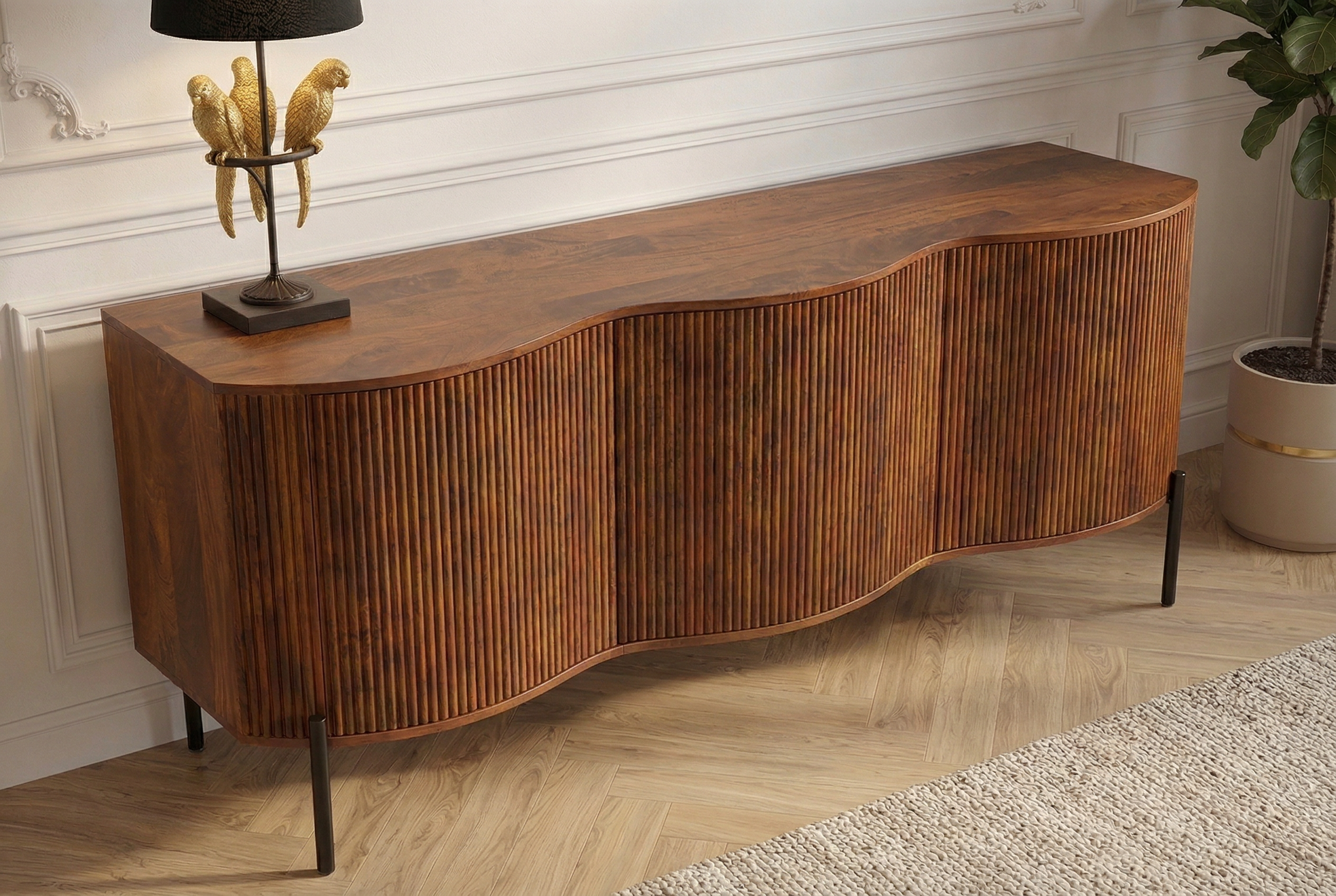 Invicta Comodă GRANDEUR - 180cm | Mango, Metal, Negru | 177x76x41 cm