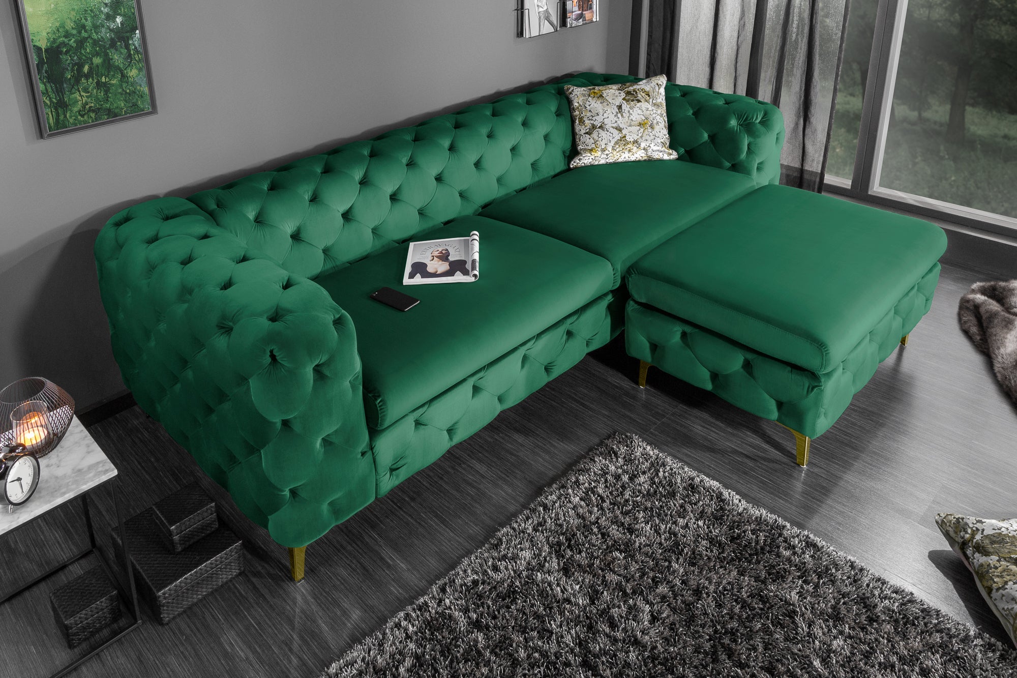 Invicta Canapea MODERN BAROCK - 240cm, 3 Locuri | Catifea | 240x73x97 cm