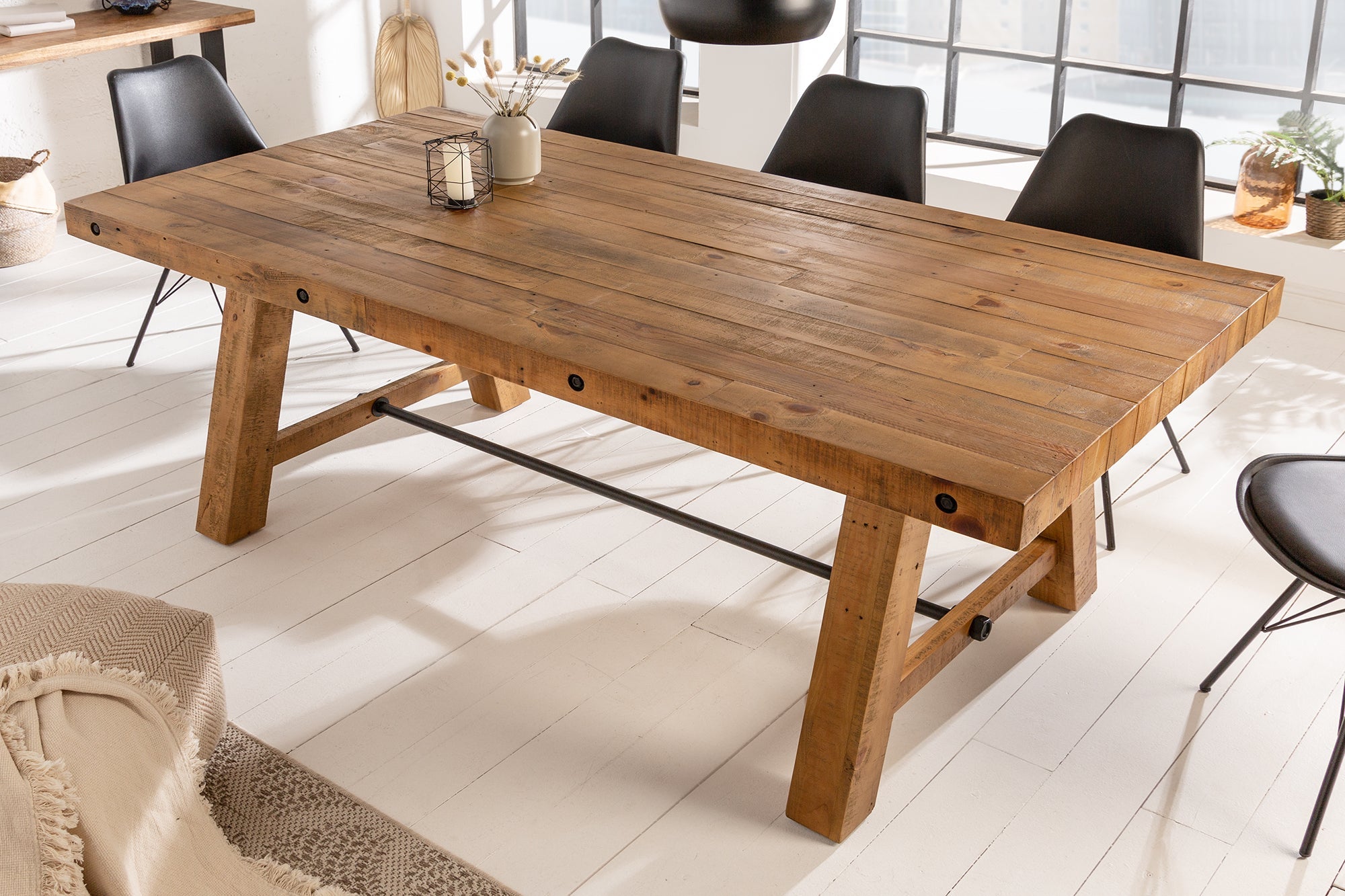 Invicta Masă dining FINCA - 165cm | Pin, Maro | 165x76x90 cm
