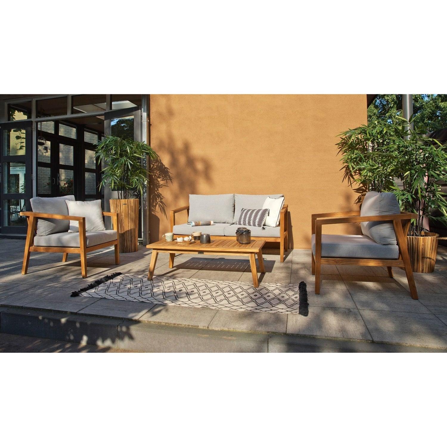 LUCCA TEAK COFFEE GARDEN SET INCL CUSHIONS