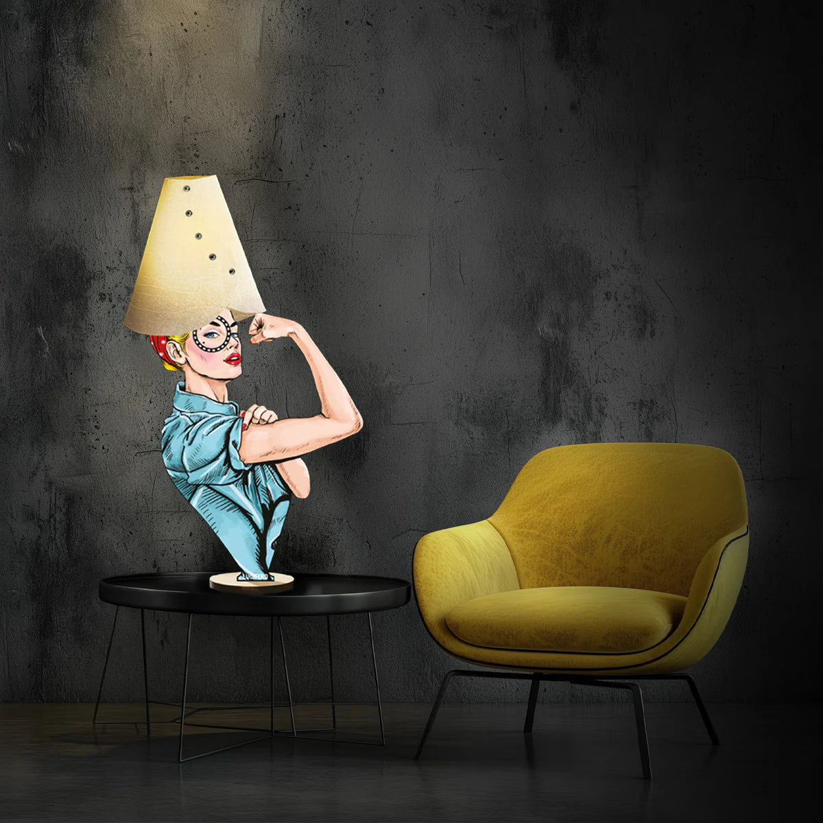 Lucifero Fuck | Veioza Lampa masa Design | Compensat Mesteacan | LED