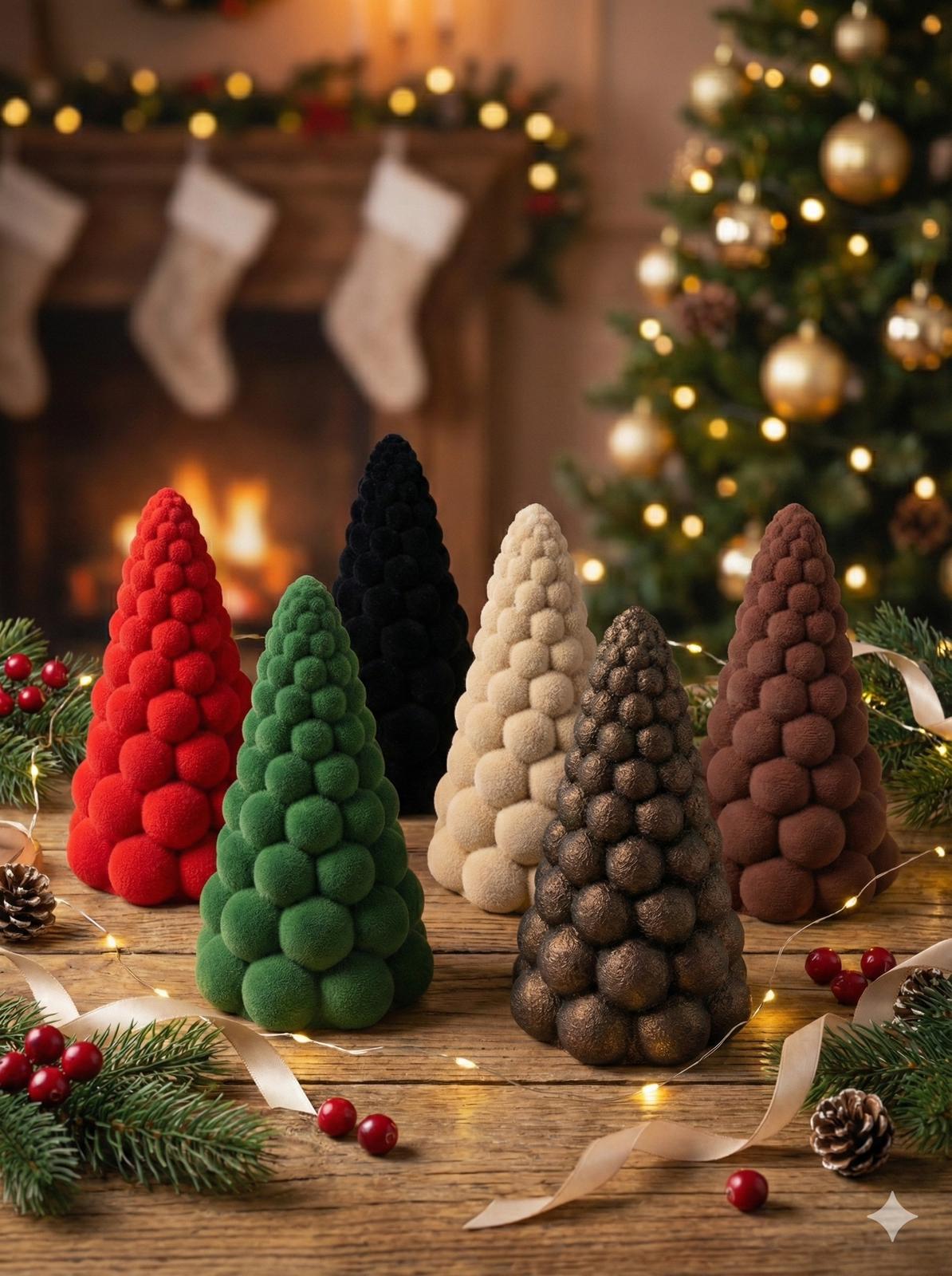 Ornament de Crăciun în formă de brad, 15 cm, design 3D, plastic durabil, 6 culori