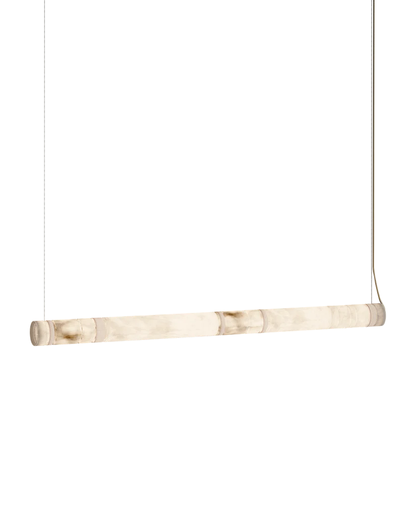 ROBIN | Lustră Suspendată Bowie , Alabastru Natural , Cablu Textil Crem (Variante: 130 cm / 190 cm)