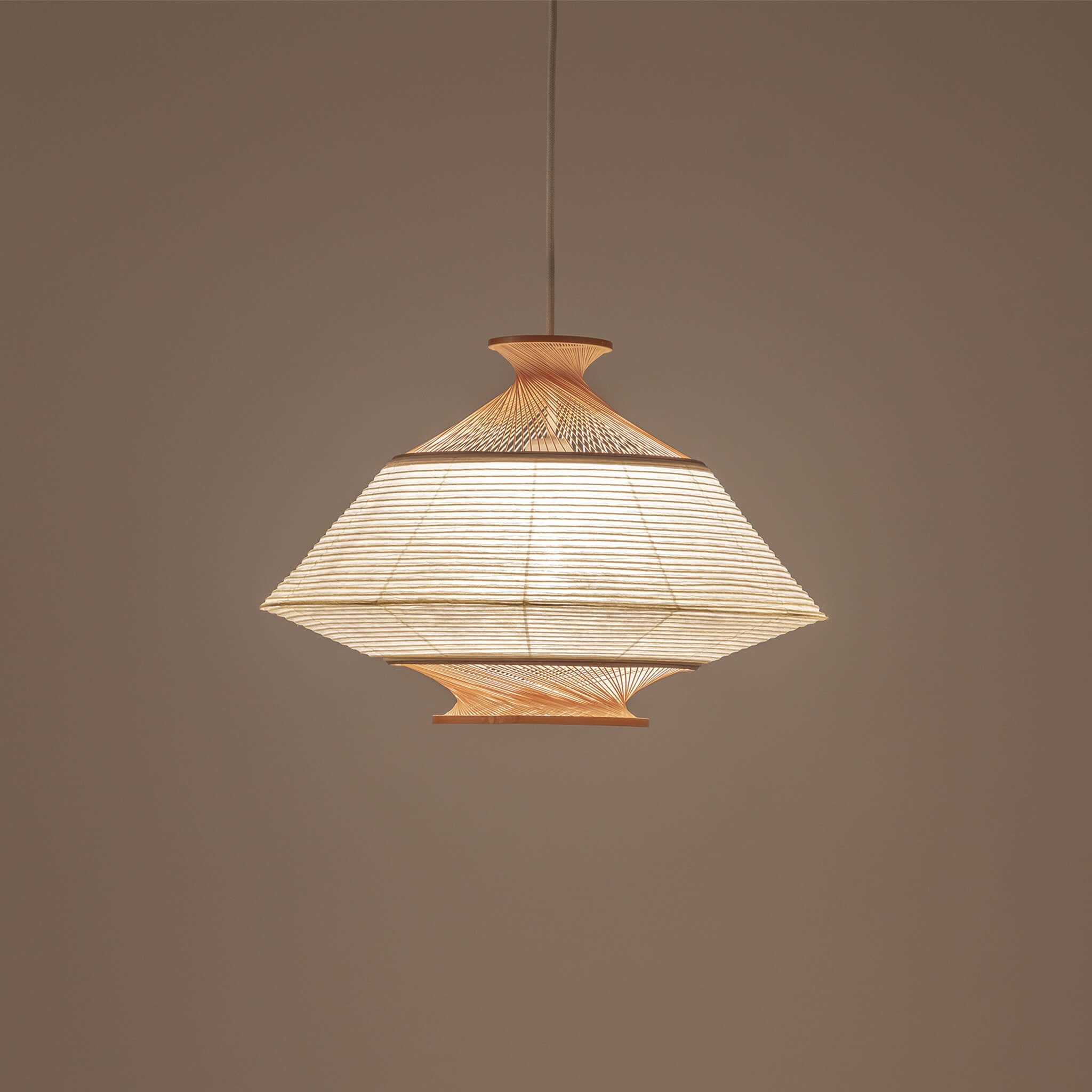 Motarasu lustră RON hârtie washi japoneză, porțelan Bambus natural l46, A46, H35, Ø46 cm 5