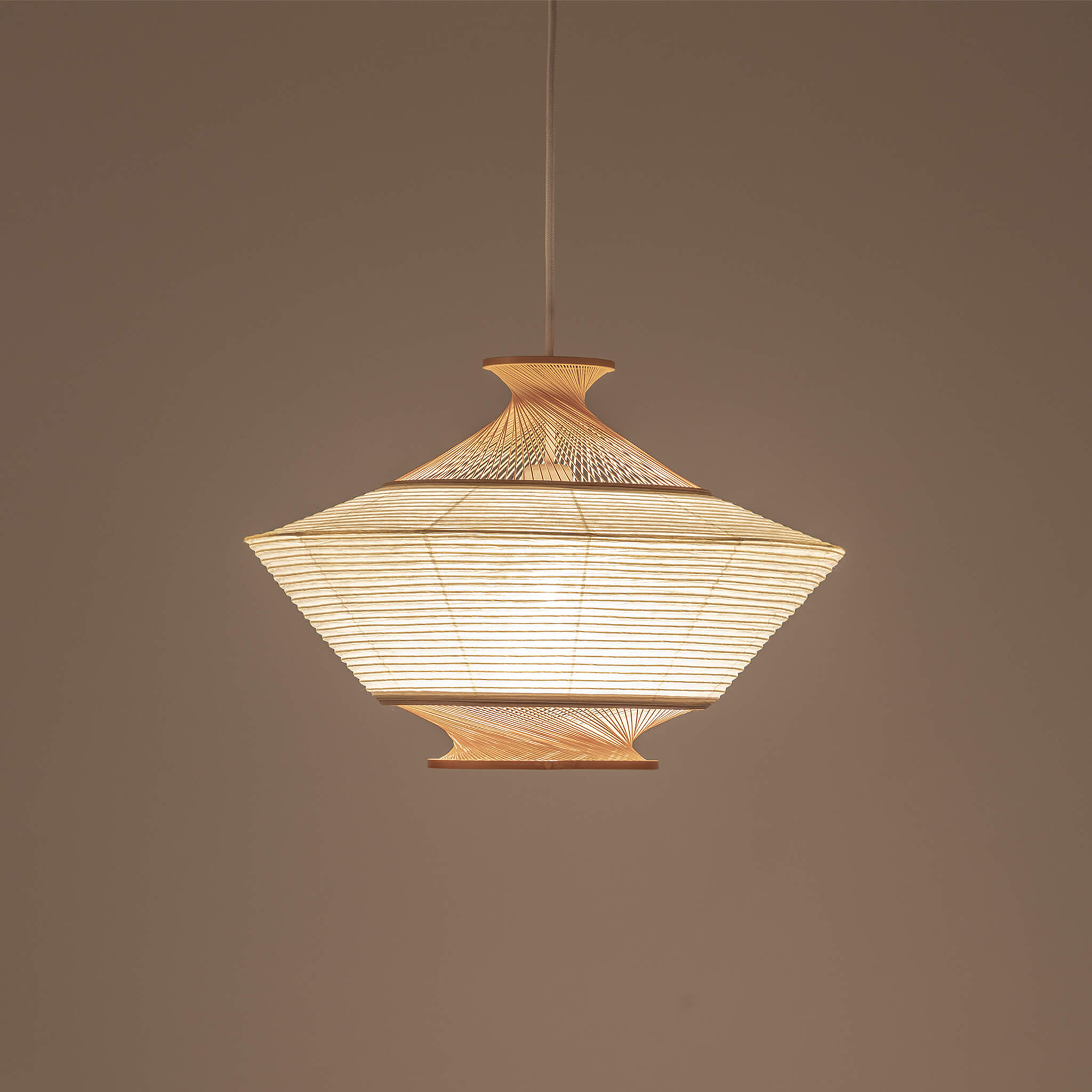 Motarasu lustră RON hârtie washi japoneză, porțelan Bambus natural l46, A46, H35, Ø46 cm 4