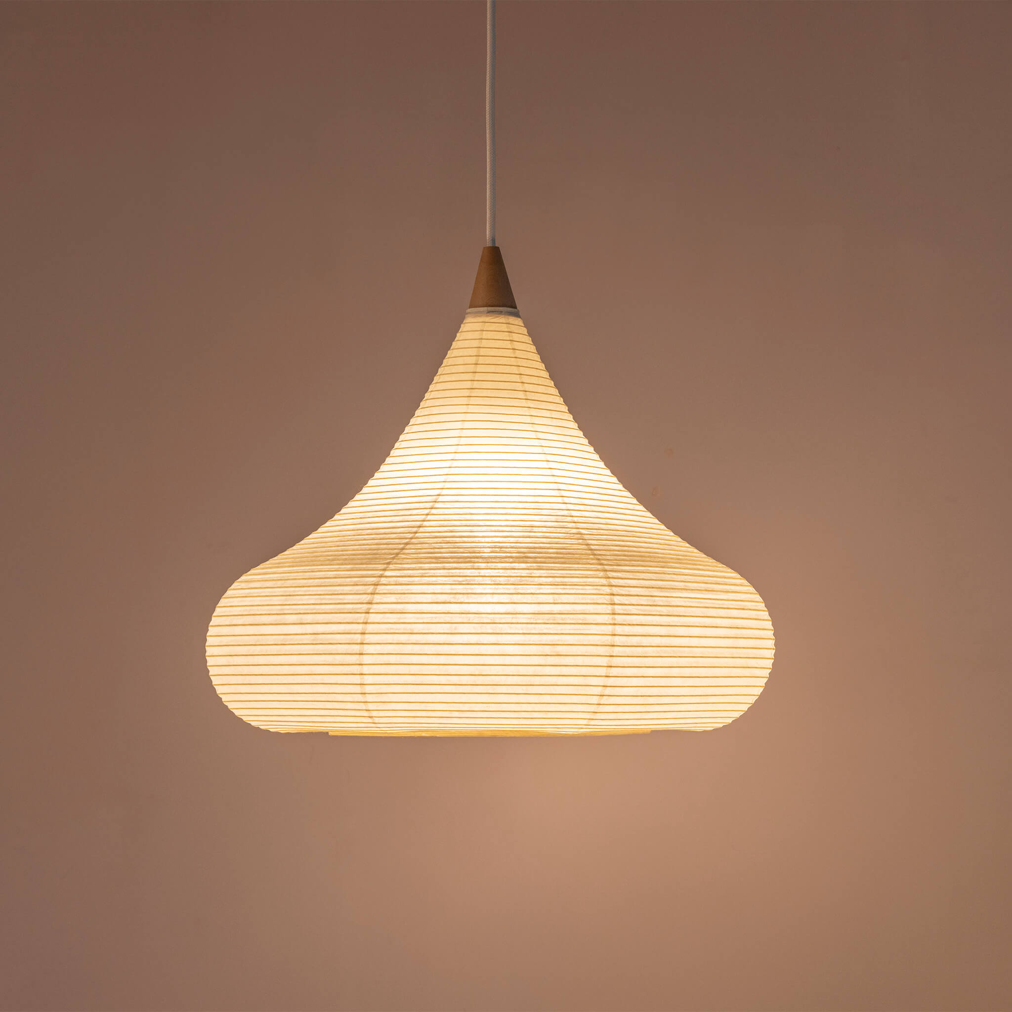Motarasu lustră SHIZUKU hârtie washi japoneză, lemn hiba Natural l46, A46, H36, Ø46 cm 1