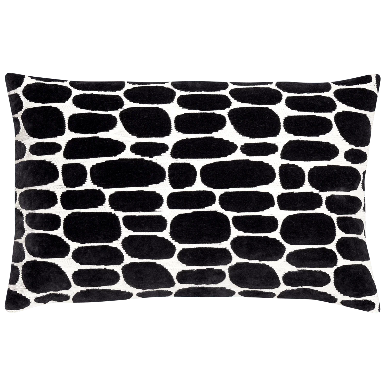ANWAR CUSHION VELVET QUILT DESSIN OFF WHITE/ BLACK 40x6 - PARIS14A.RO
