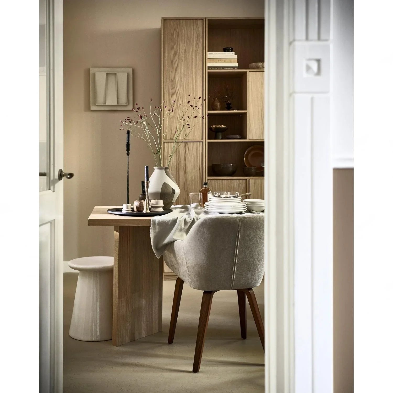 BASE DINING CHAIR VELVET MELANGE SAND - PARIS14A.RO