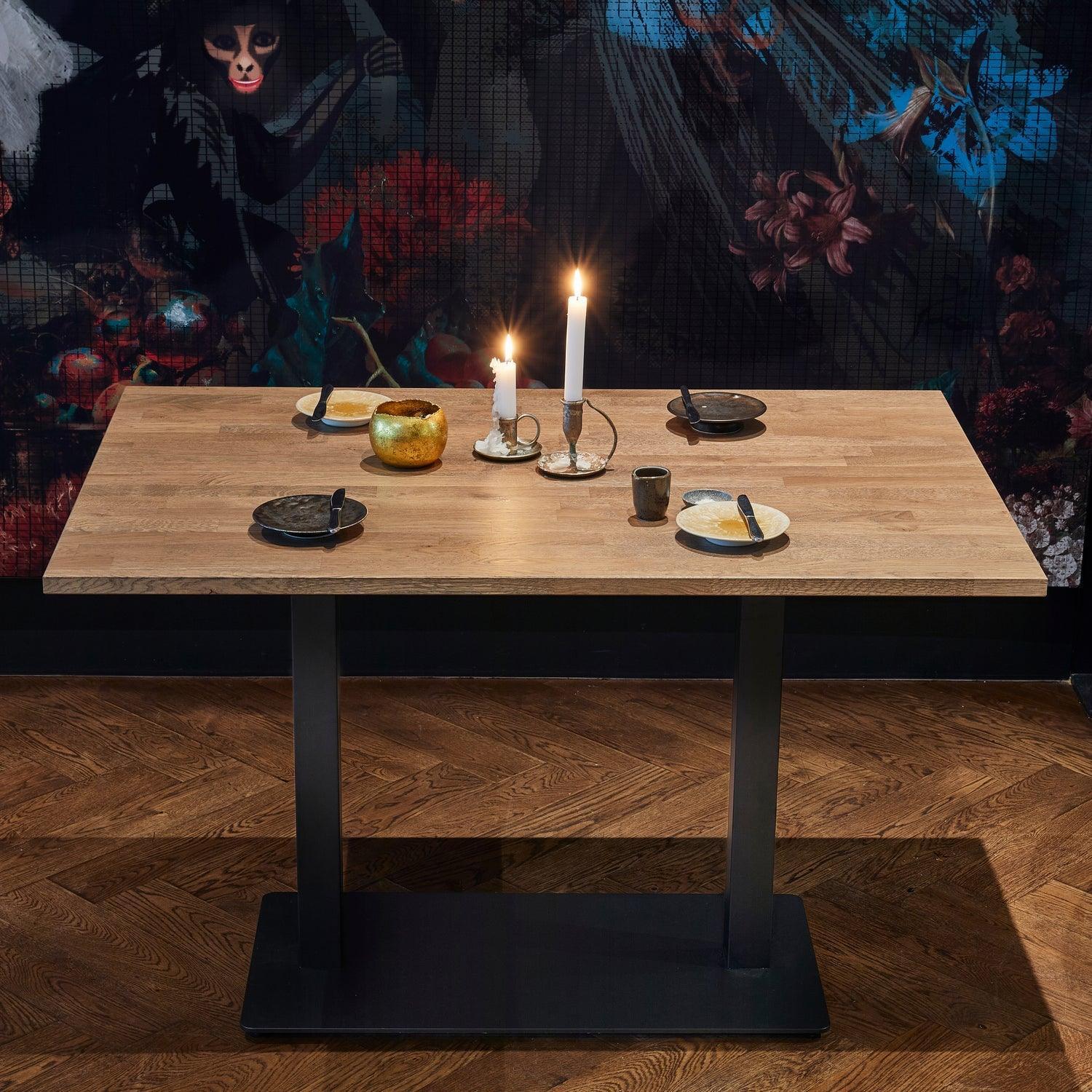 BISTRO DOUBLE SQUARE TUBE LEG METAL BLACK 72x80x40CM - PARIS14A.RO