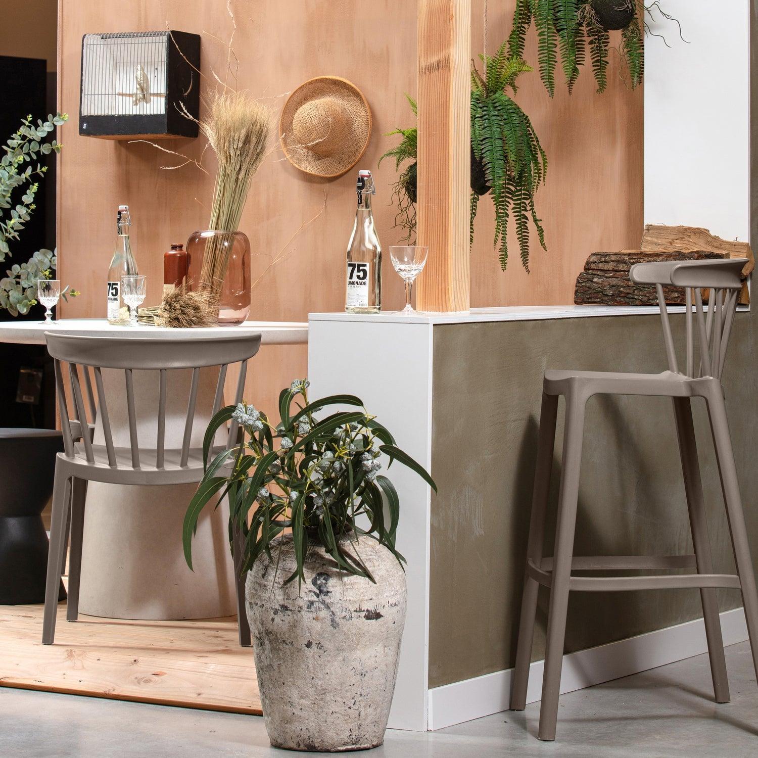 BLISS BAR STOOL OUTDOOR PLASTIC TAUPE - PARIS14A.RO