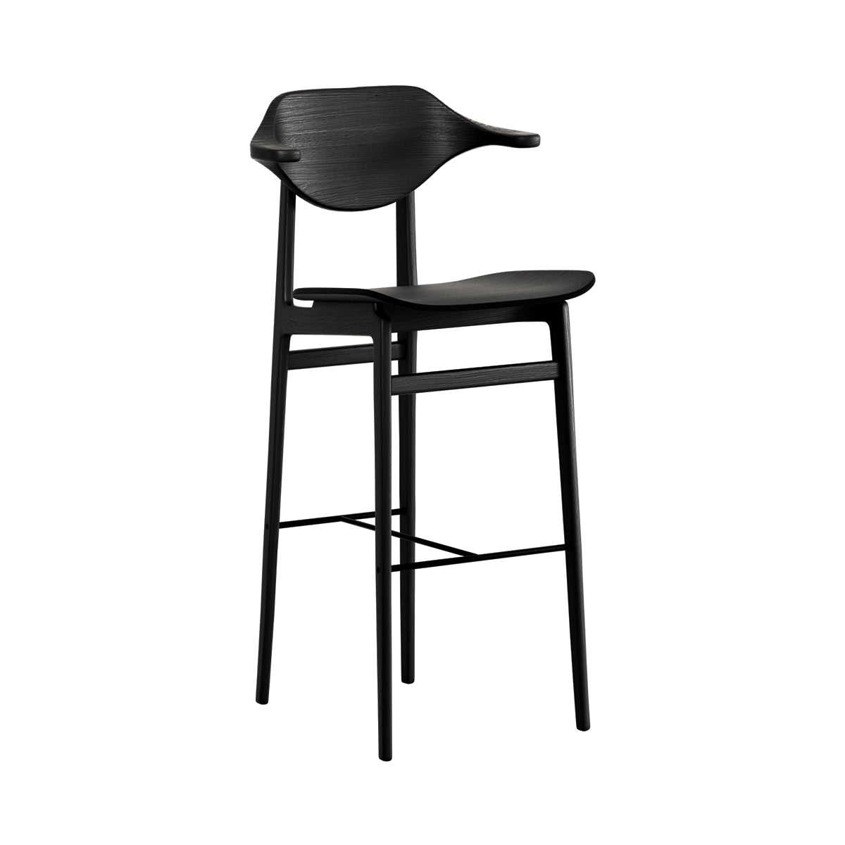 NORR11 scaun bar Bufala 75 cm netapitat | stejar FSC | Negru | 54x52xh105 cm