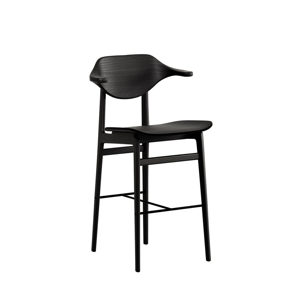 NORR11 scaun bar Bufala 65 cm netapitat | stejar FSC | Negru | 54x52xh95 cm