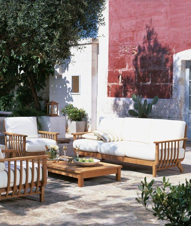 Canapea cu 3 locuri Chelsea din lemn de tec - Unopiù - PARIS14A.RO