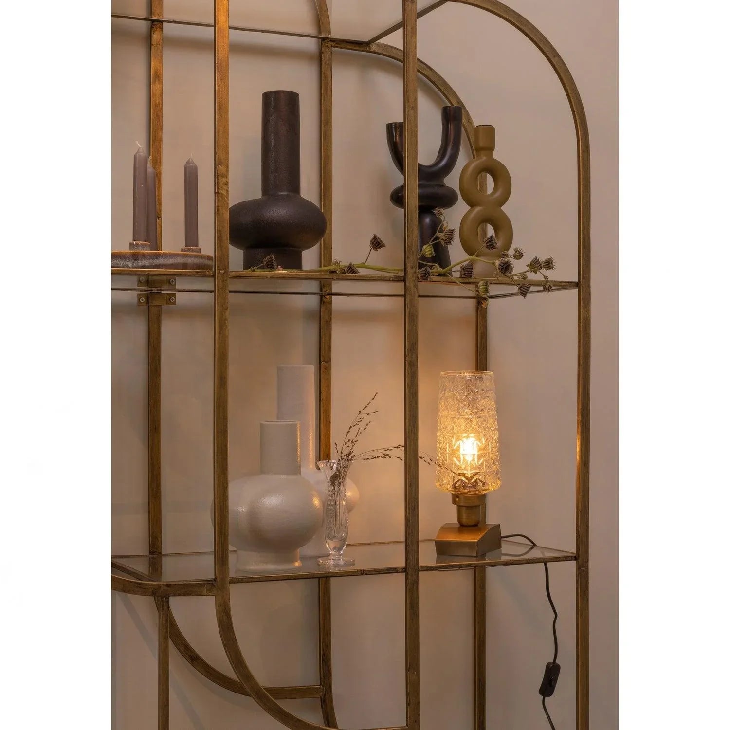 CHARGE TABLE LAMP METAL/GLASS ANTIQUE BRASS - PARIS14A.RO