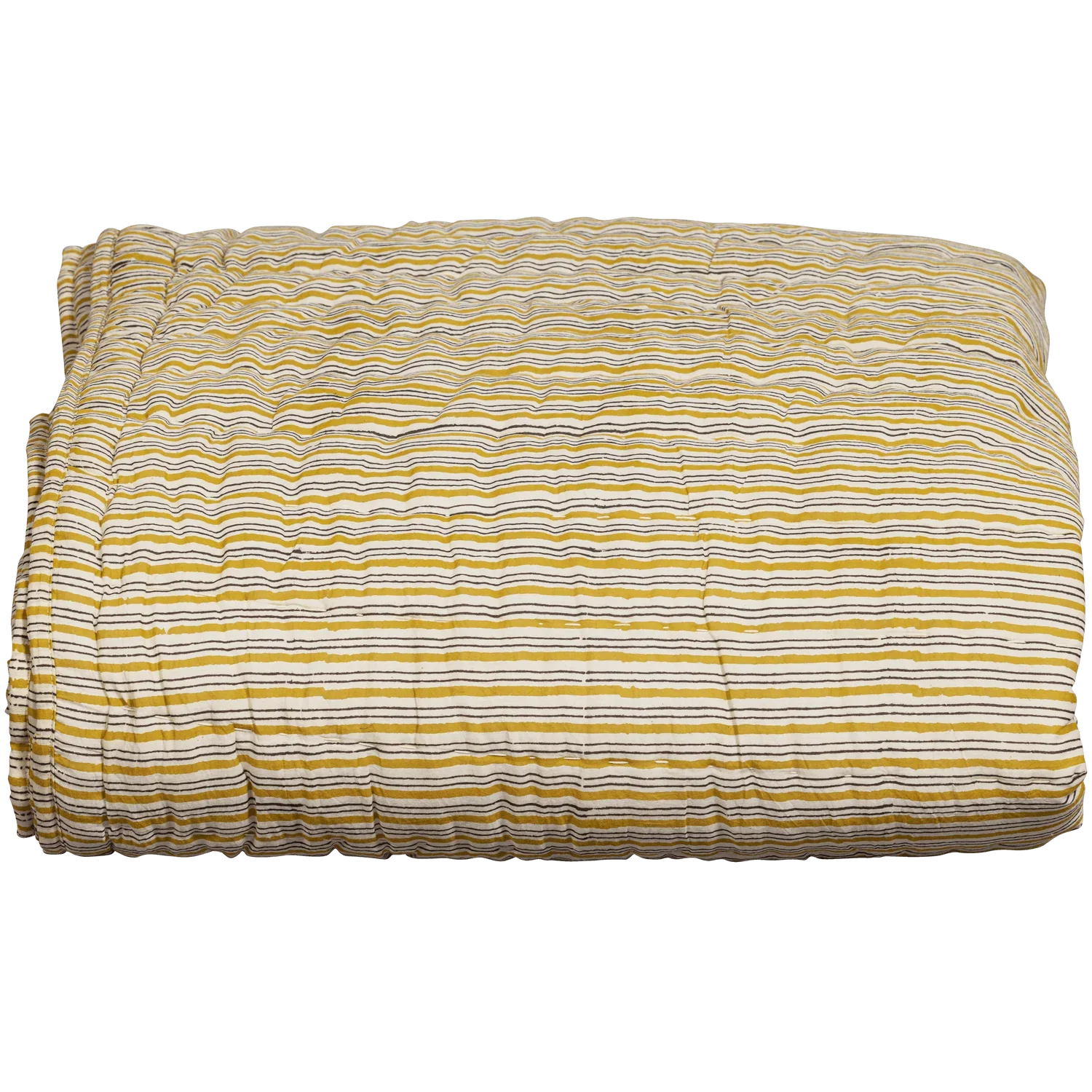 CHEVRON QUILT/PLAID PRINT HANDQUILT BLACK/MUSTARD 220x265CM - PARIS14A.RO