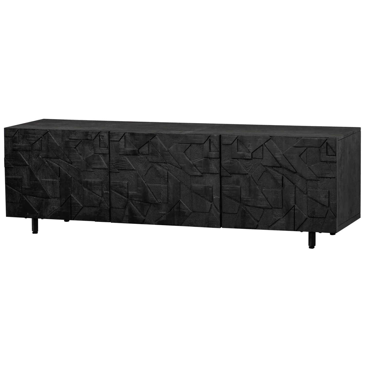 COUNTER TV UNIT MANGO WOOD BLACK - PARIS14A.RO