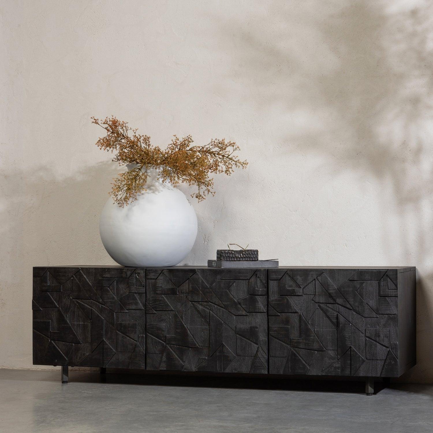 COUNTER TV UNIT MANGO WOOD BLACK - PARIS14A.RO