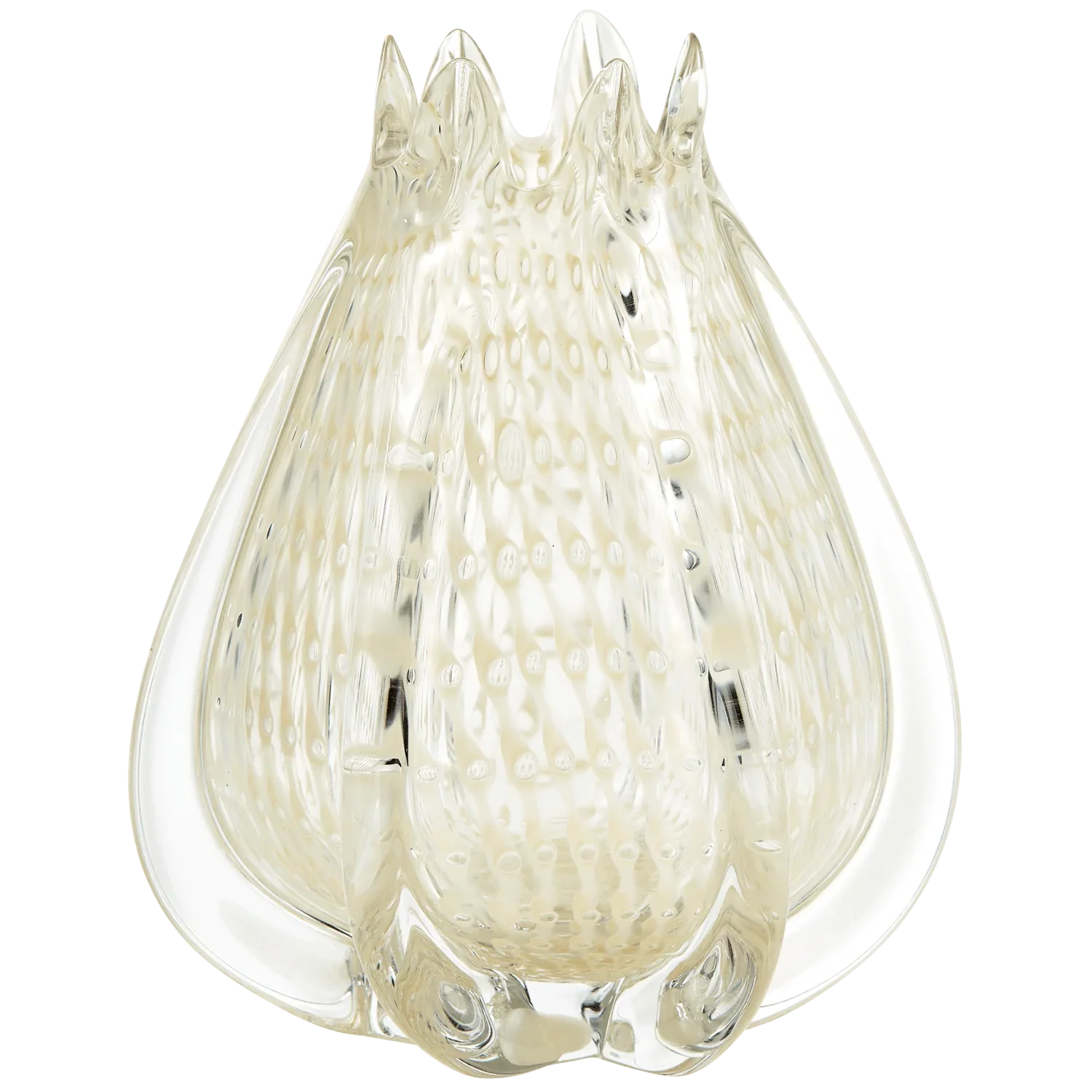 CROWN HANDSHAPED VASE GLASS OFF WHITE 24x18CM - PARIS14A.RO